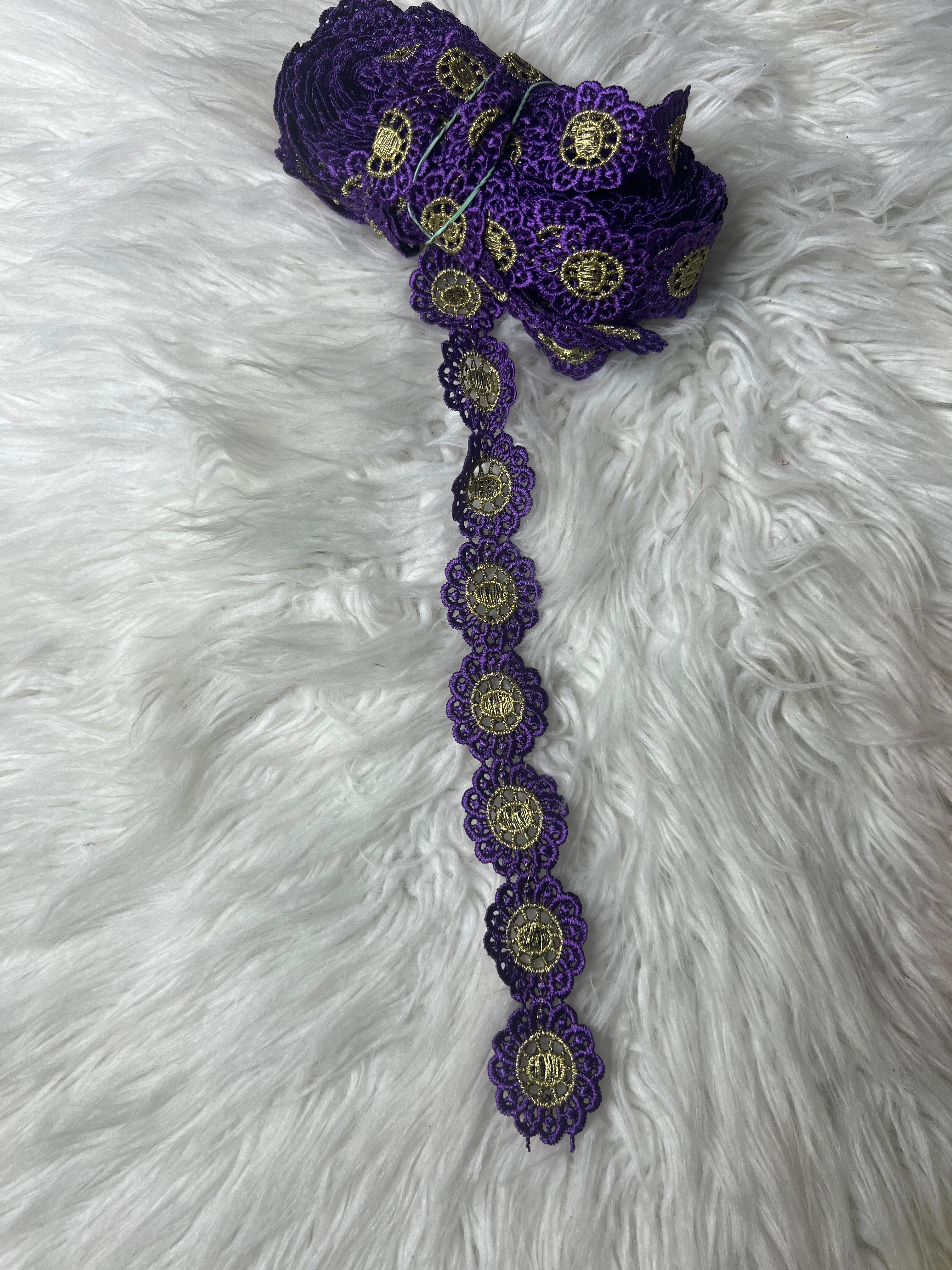 Daisy Flower Crocheted Lace Fabric Ribbon Trims Wide 1inch for DIY Sewing Garments Accessories-Lace Trim Fabric for DIY Decorative Sofa, Curtain, Bedding, Clothes Edge Wrapping-Lace Tape Crafts sale by yard