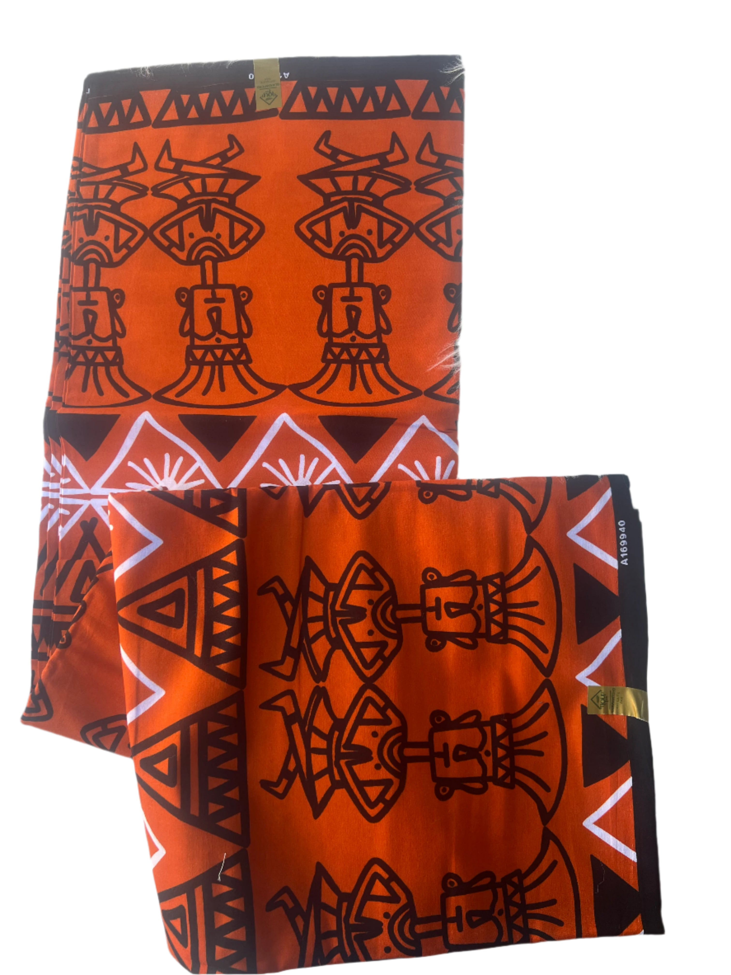 100% Cotton African Ankara Print Fabric, Traditional Ankara African Burnt Orange Warrior Muddie/African Print/Ankara **ITEM SOLD by YARD**