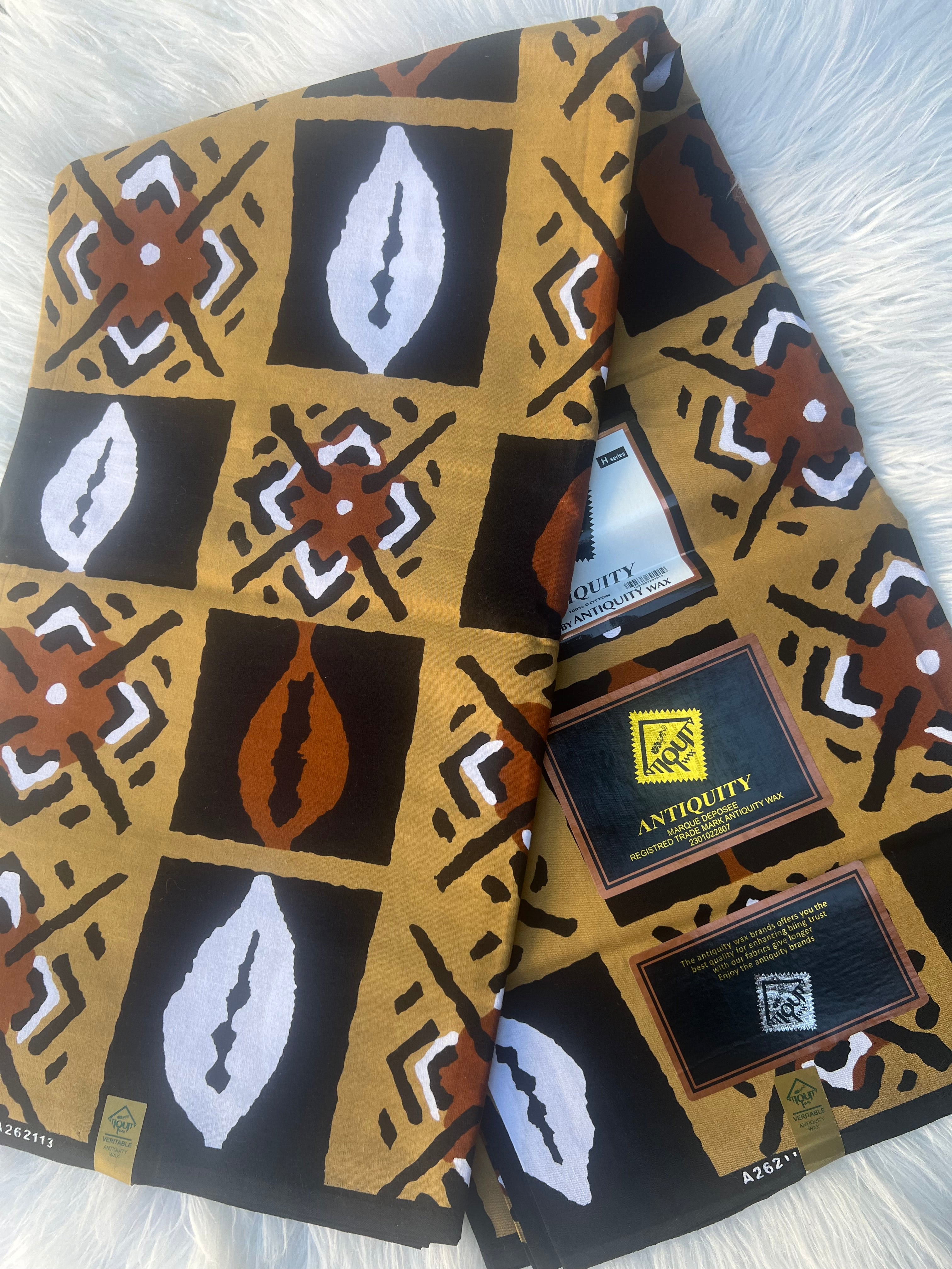 African Print Fabric, Caramel Brown Ankara Fabric, Mudcloth Tribal Design, Yards Authentic African Fabric, Face Mask Fabric, Sewing Material