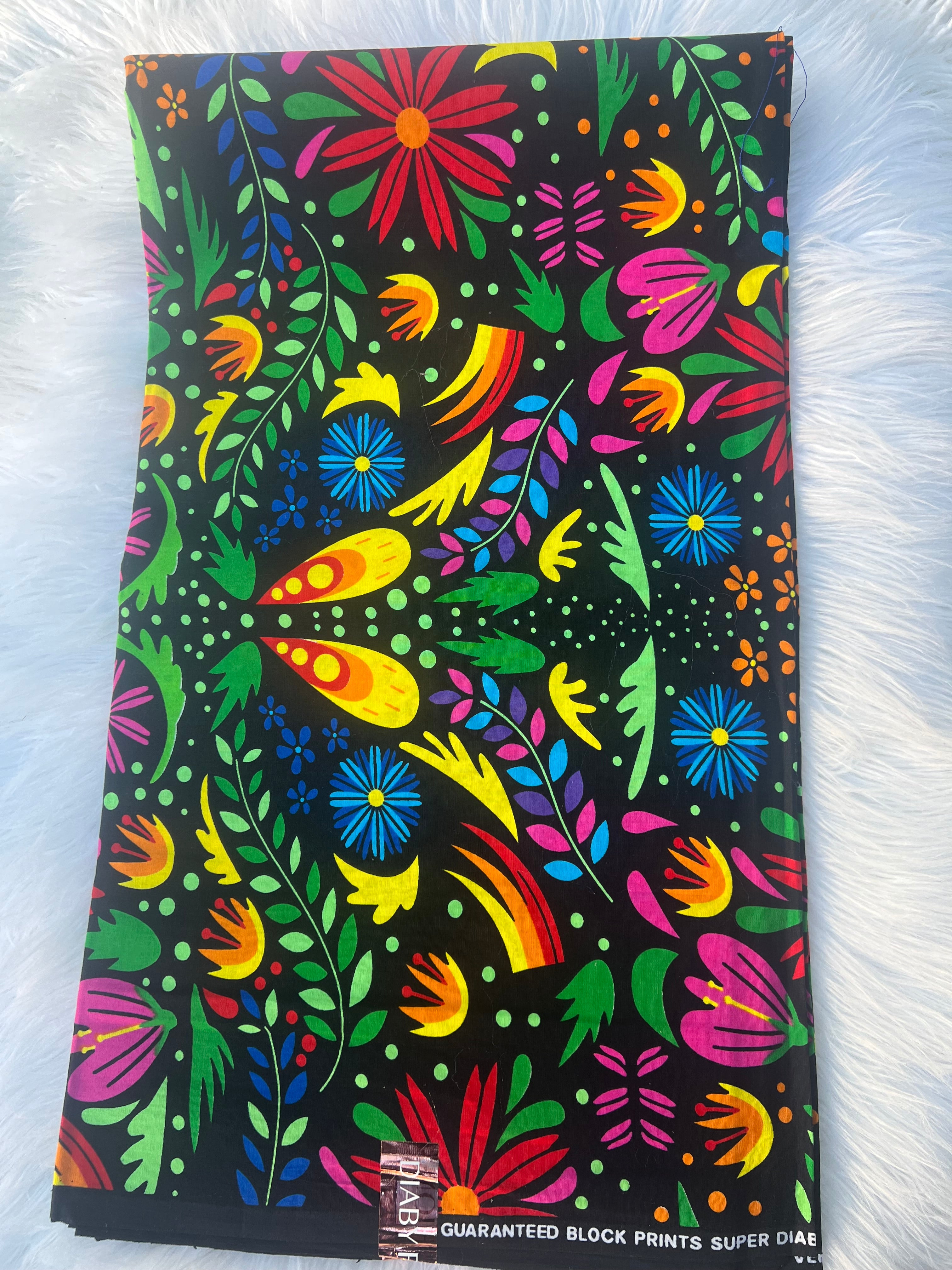 Black Multicolor African Print Fabric by Yard, Ankara Wax Fabric, Authentic African Textile for Dresses, Craft, Sewing, Quality Ankara Cloth