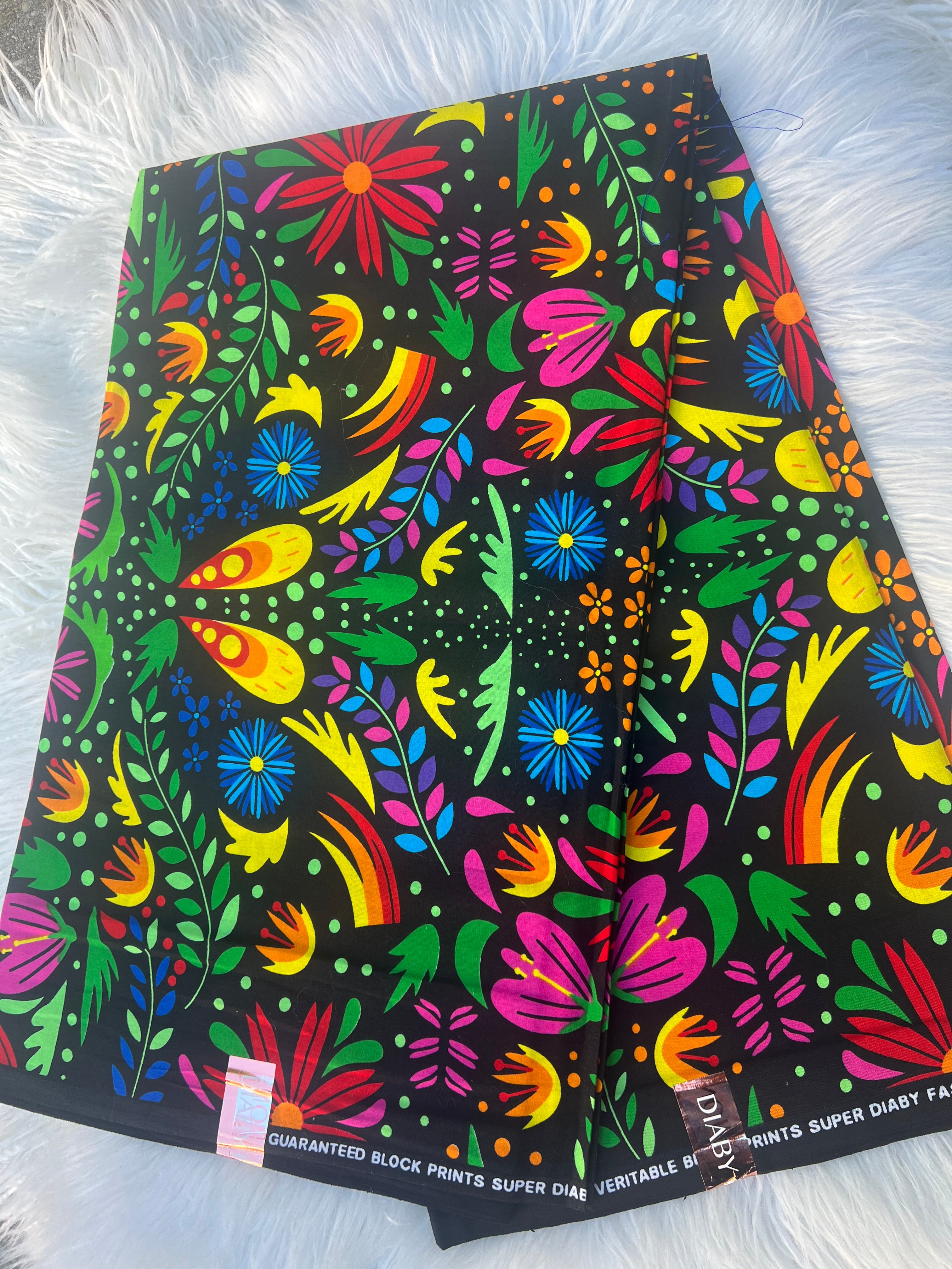 Black Multicolor African Print Fabric by Yard, Ankara Wax Fabric, Authentic African Textile for Dresses, Craft, Sewing, Quality Ankara Cloth