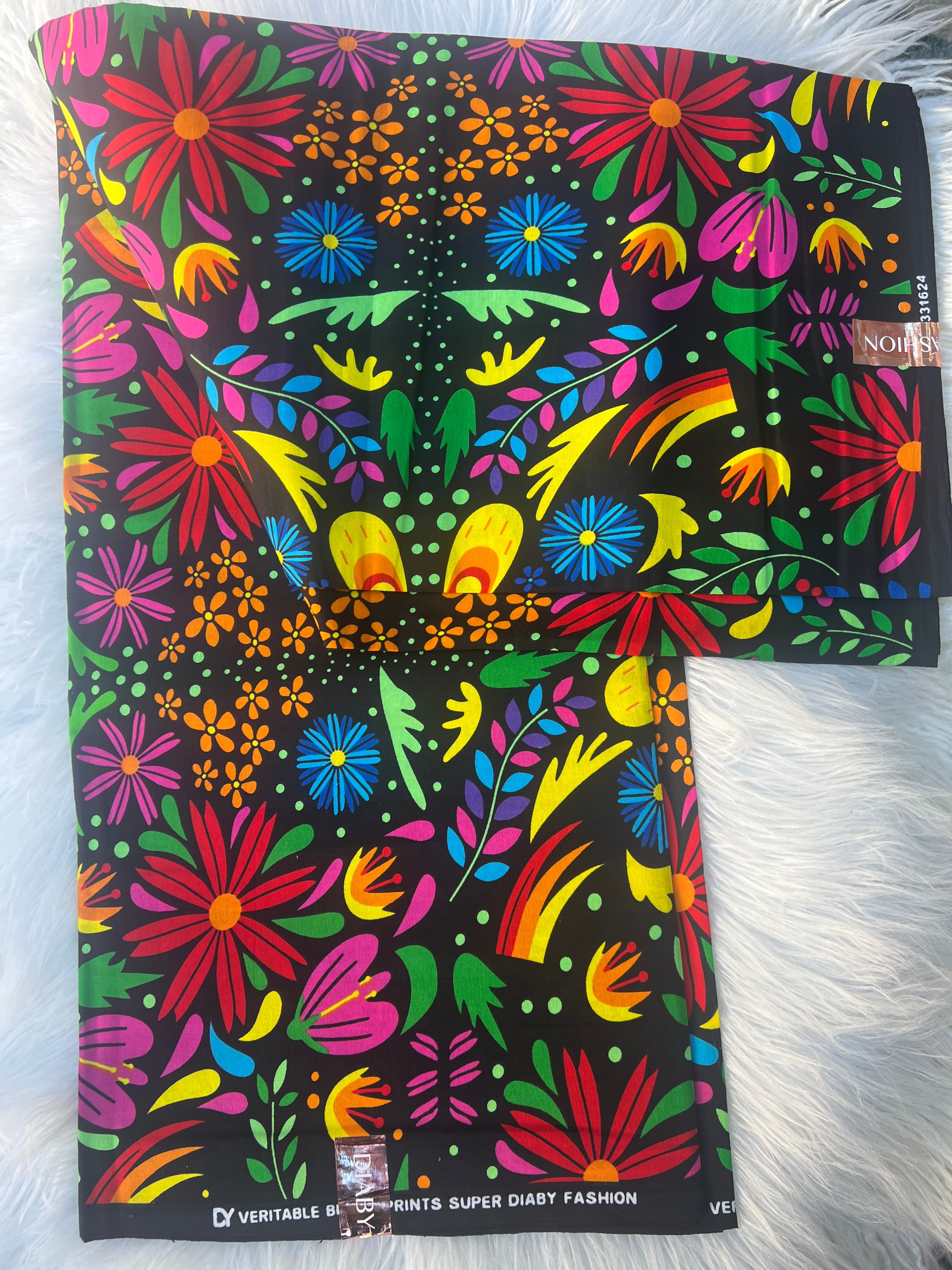 Black Multicolor African Print Fabric by Yard, Ankara Wax Fabric, Authentic African Textile for Dresses, Craft, Sewing, Quality Ankara Cloth