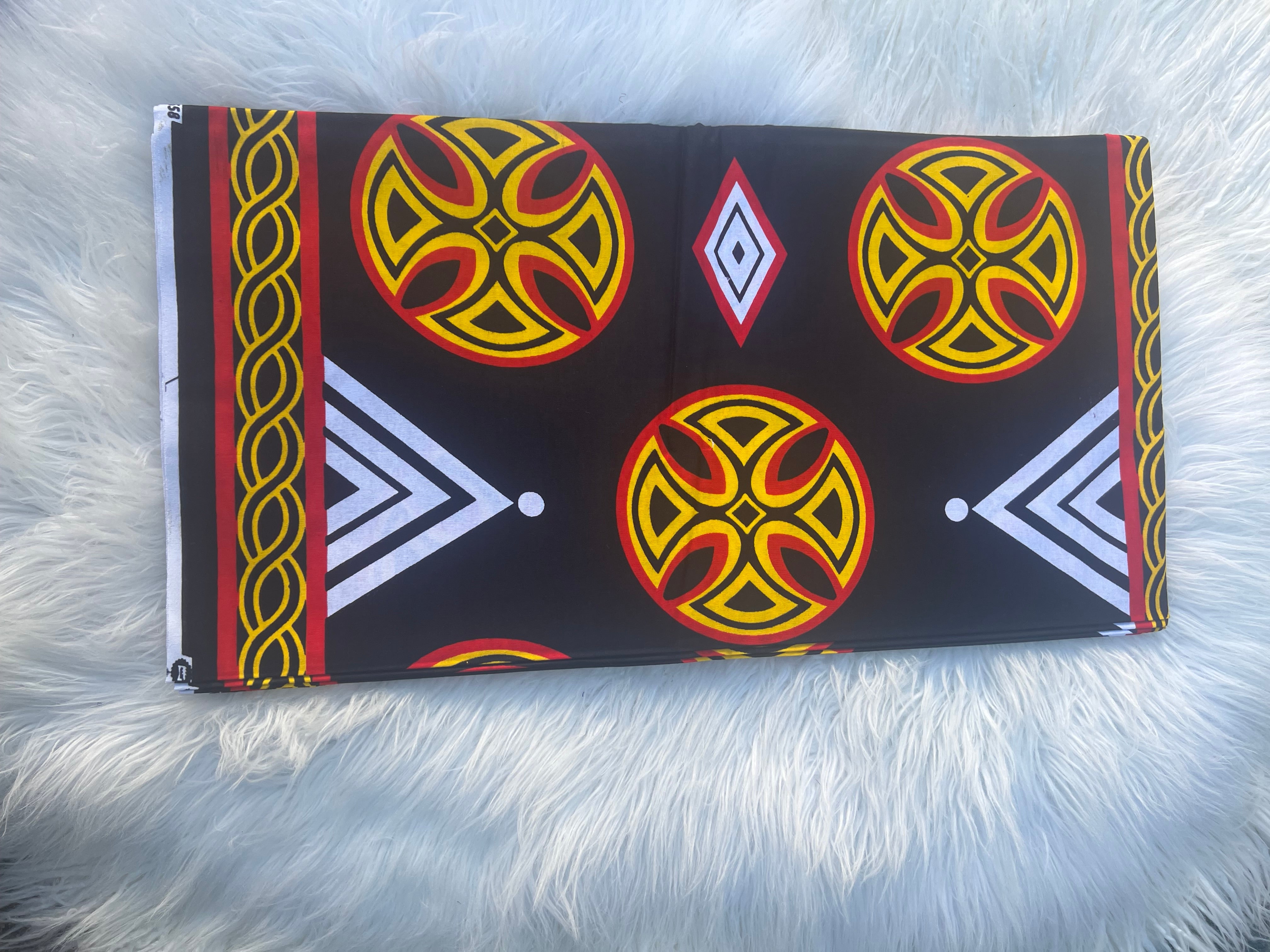 Black Multicolor African Print Fabric by Yard, Ankara Wax Fabric, Authentic African Textile for Dresses, Craft, Sewing, Quality Ankara Cloth