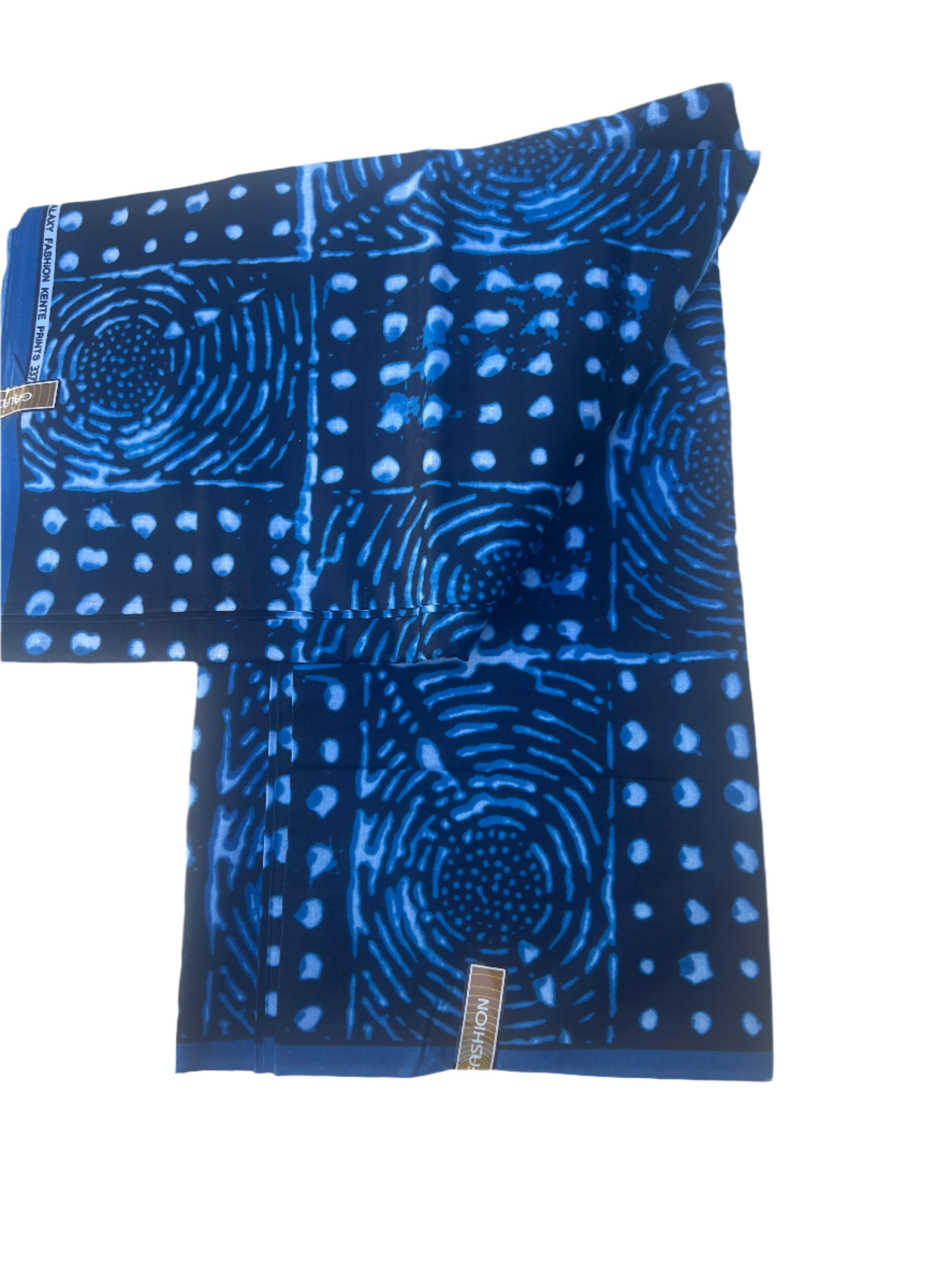 100% Cotton African Ankara Print Fabric Wax blue and white Vibrant Patterned, Traditional Ankara Fabric for Sewing **ITEM SOLD by YARD**