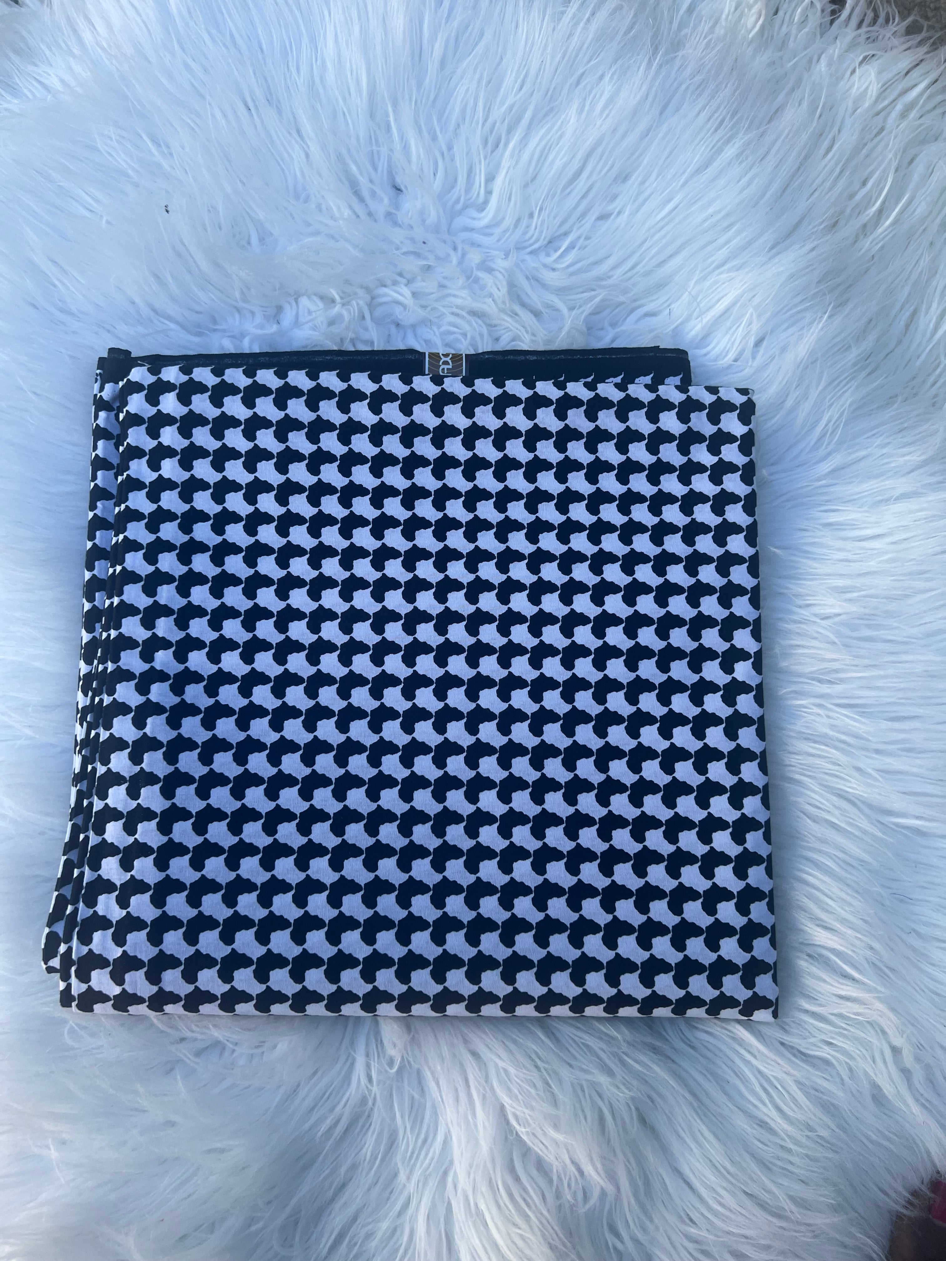 White and Black Mini African Ankara Fabricn,Wax