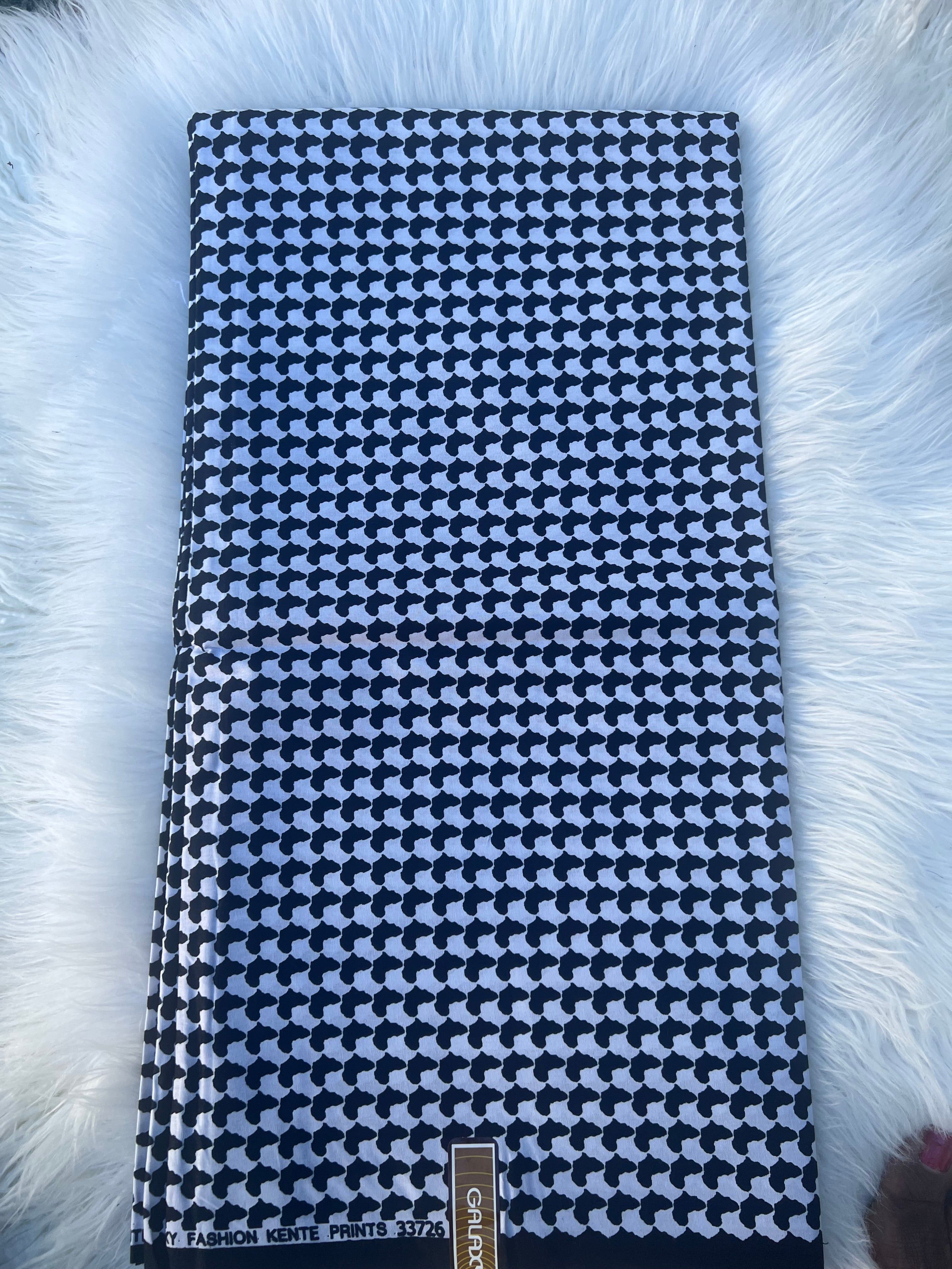 White and Black Mini African Ankara Fabricn,Wax