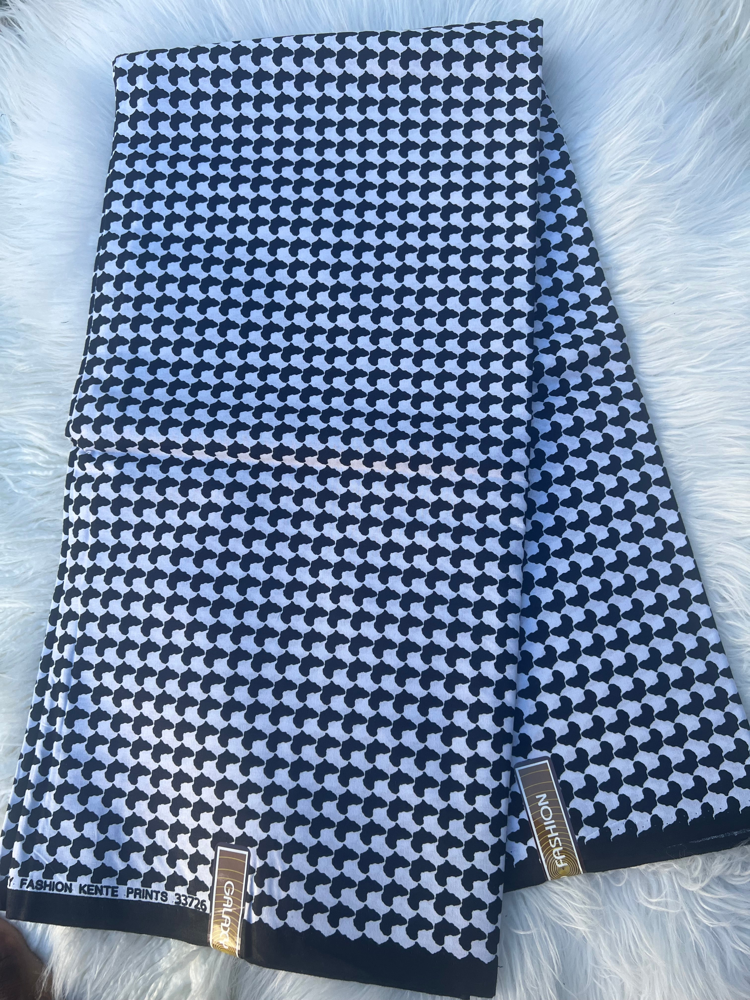 White and Black Mini African Ankara Fabricn,Wax