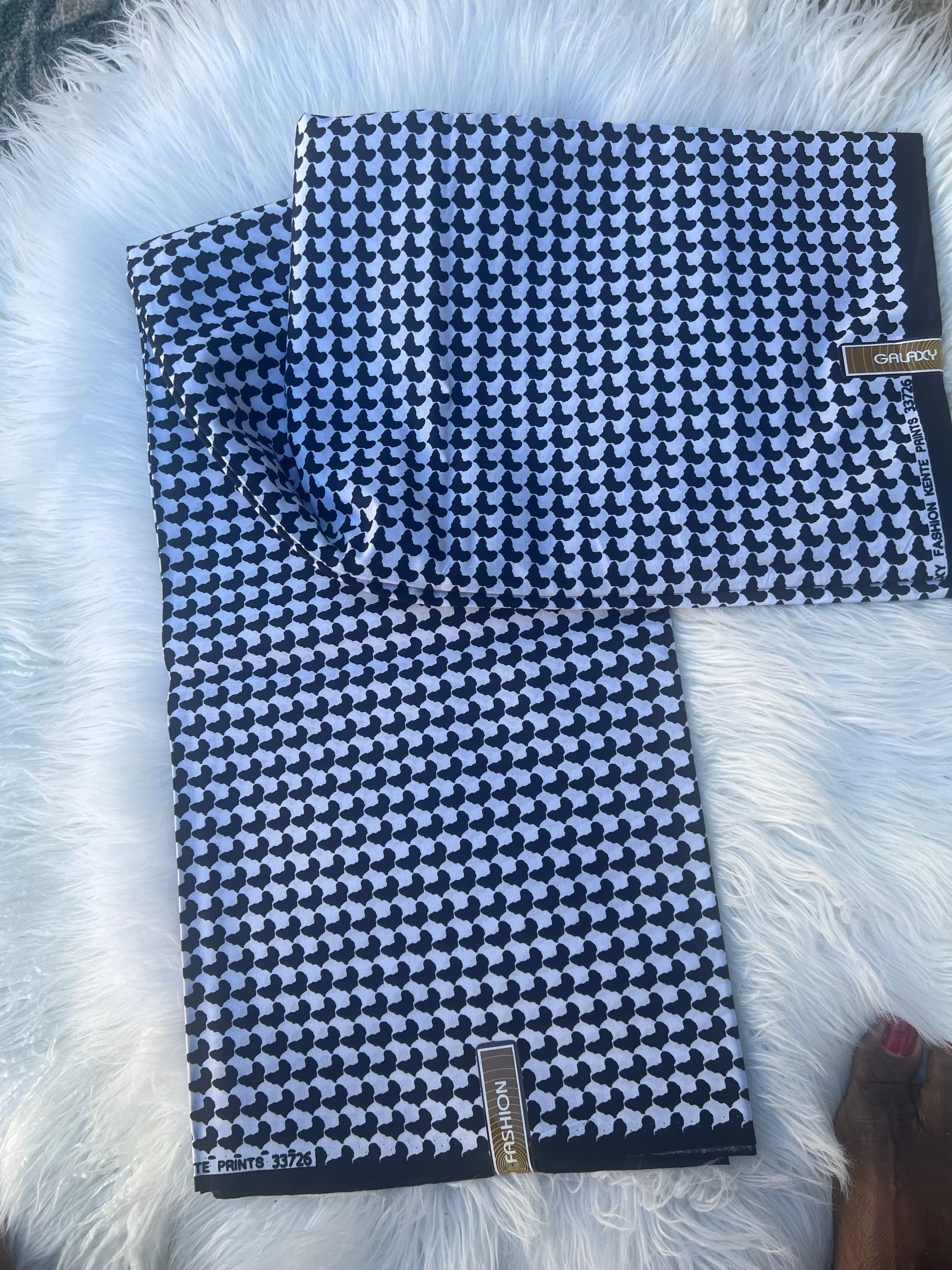 White and Black Mini African Ankara Fabricn,Wax