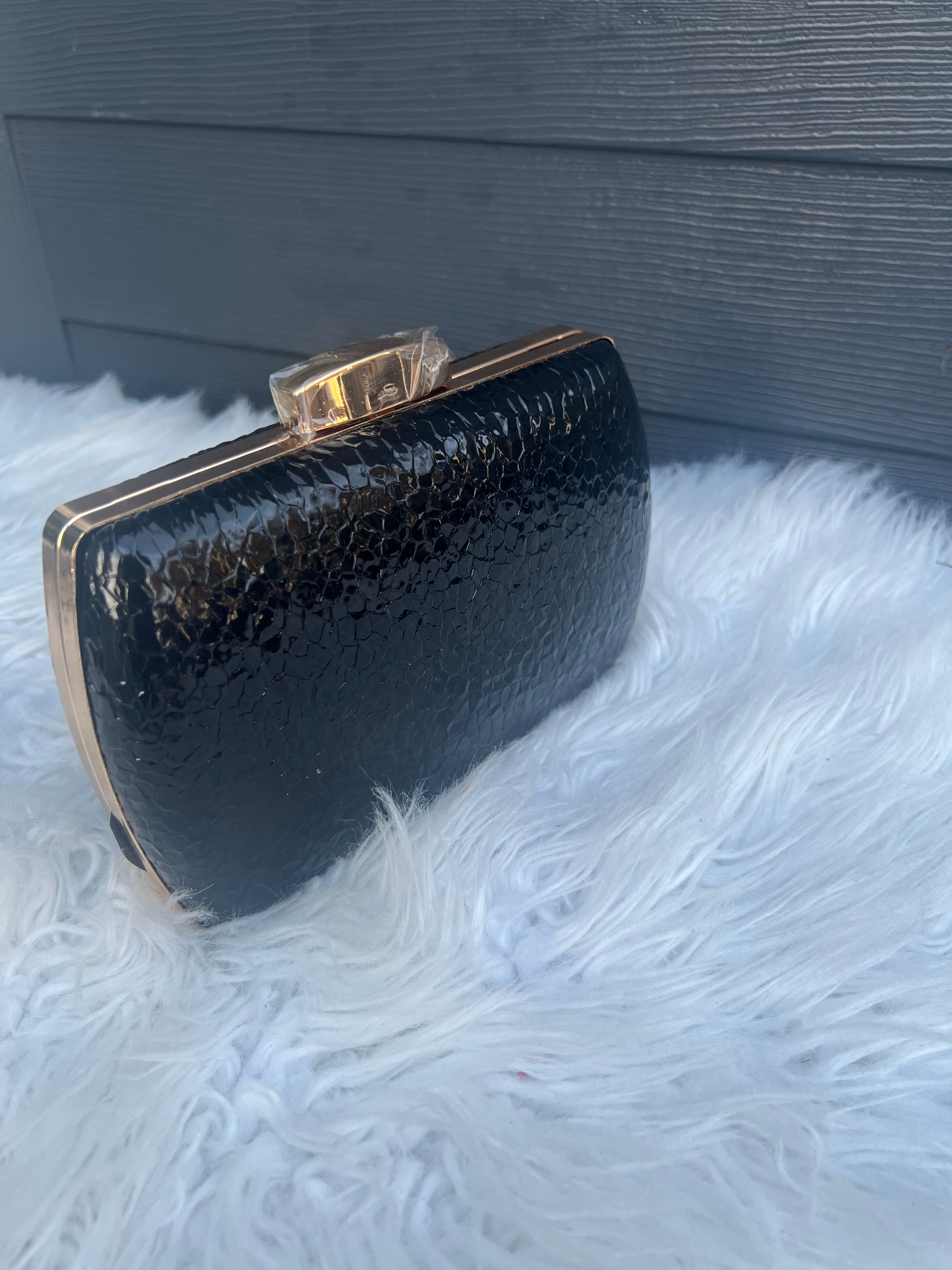 Women Faux Leather Clutches  Grain PU Leather Evening Working Purse Shoulder Bag with Crossbody Chain (Color : Black)