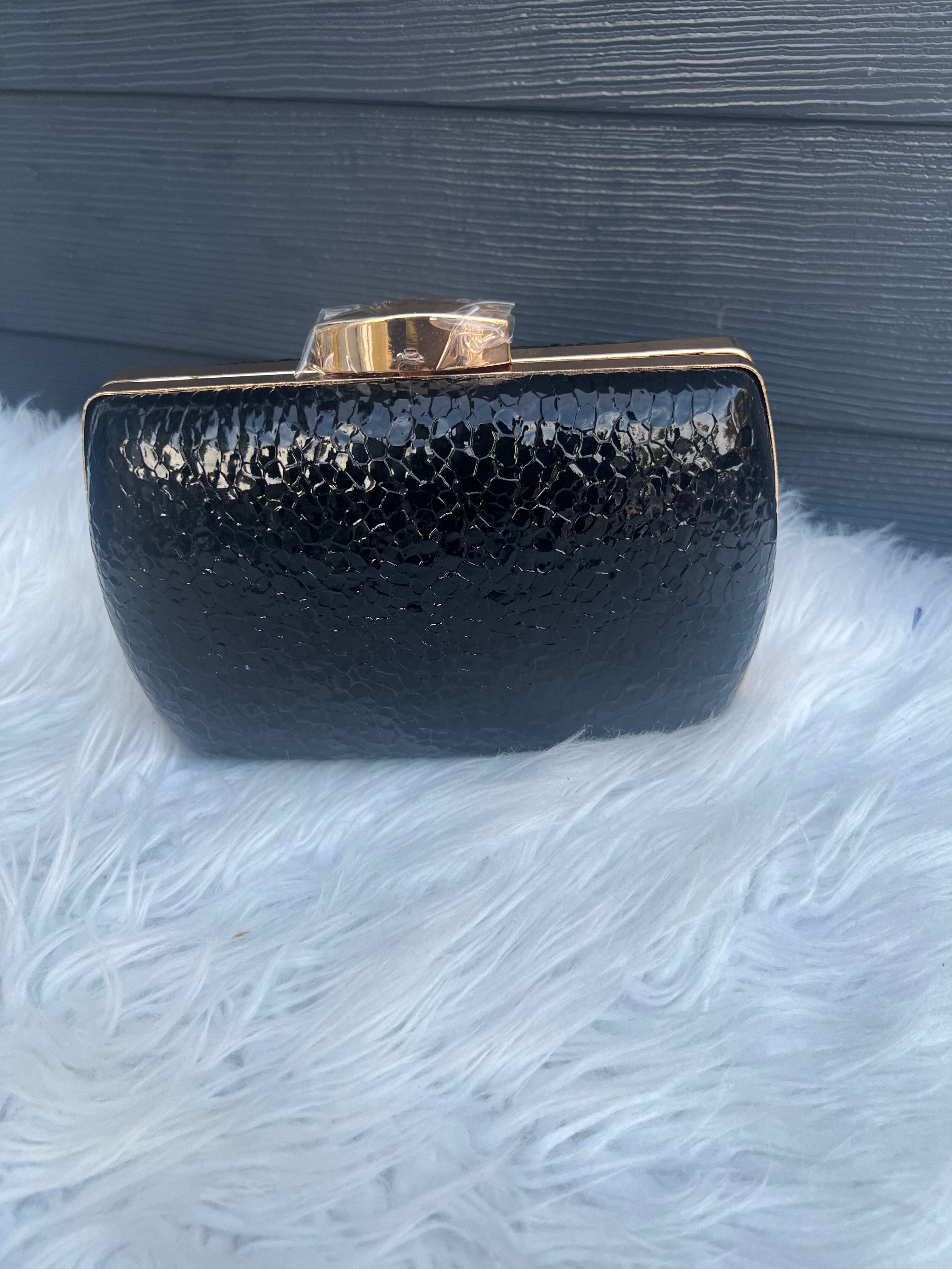 Women Faux Leather Clutches  Grain PU Leather Evening Working Purse Shoulder Bag with Crossbody Chain (Color : Black)