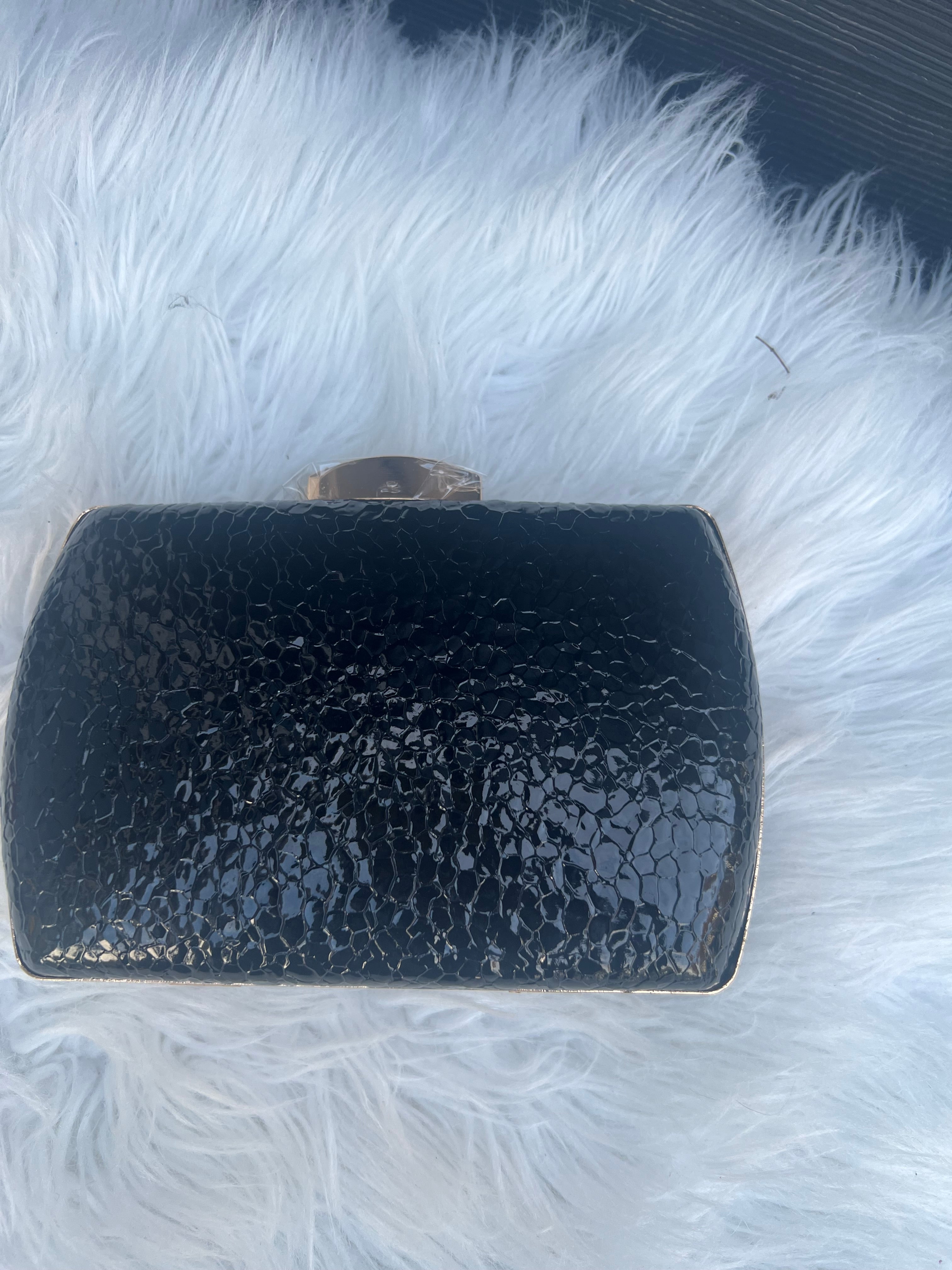 Women Faux Leather Clutches  Grain PU Leather Evening Working Purse Shoulder Bag with Crossbody Chain (Color : Black)