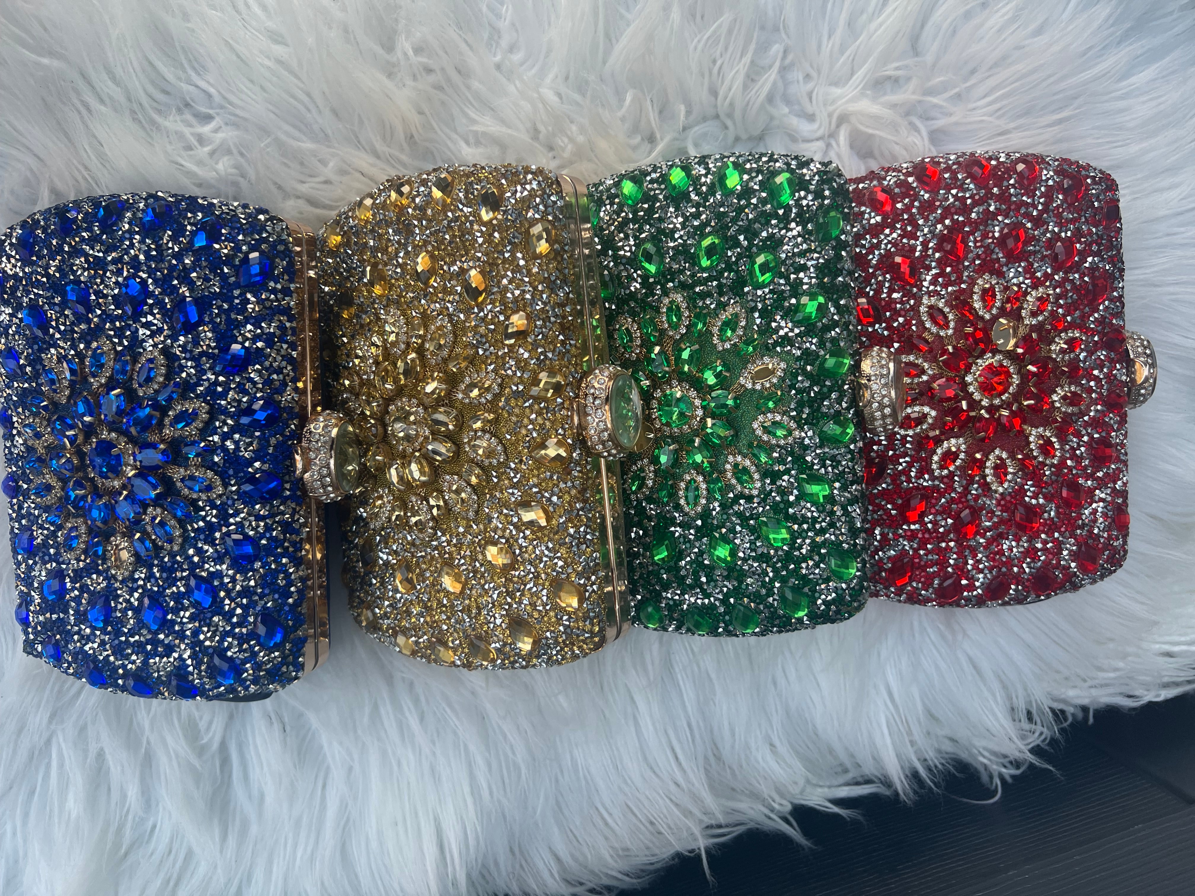 Bejeweled Luxury Crystal Diamond Embellished Evening Clutch Bag