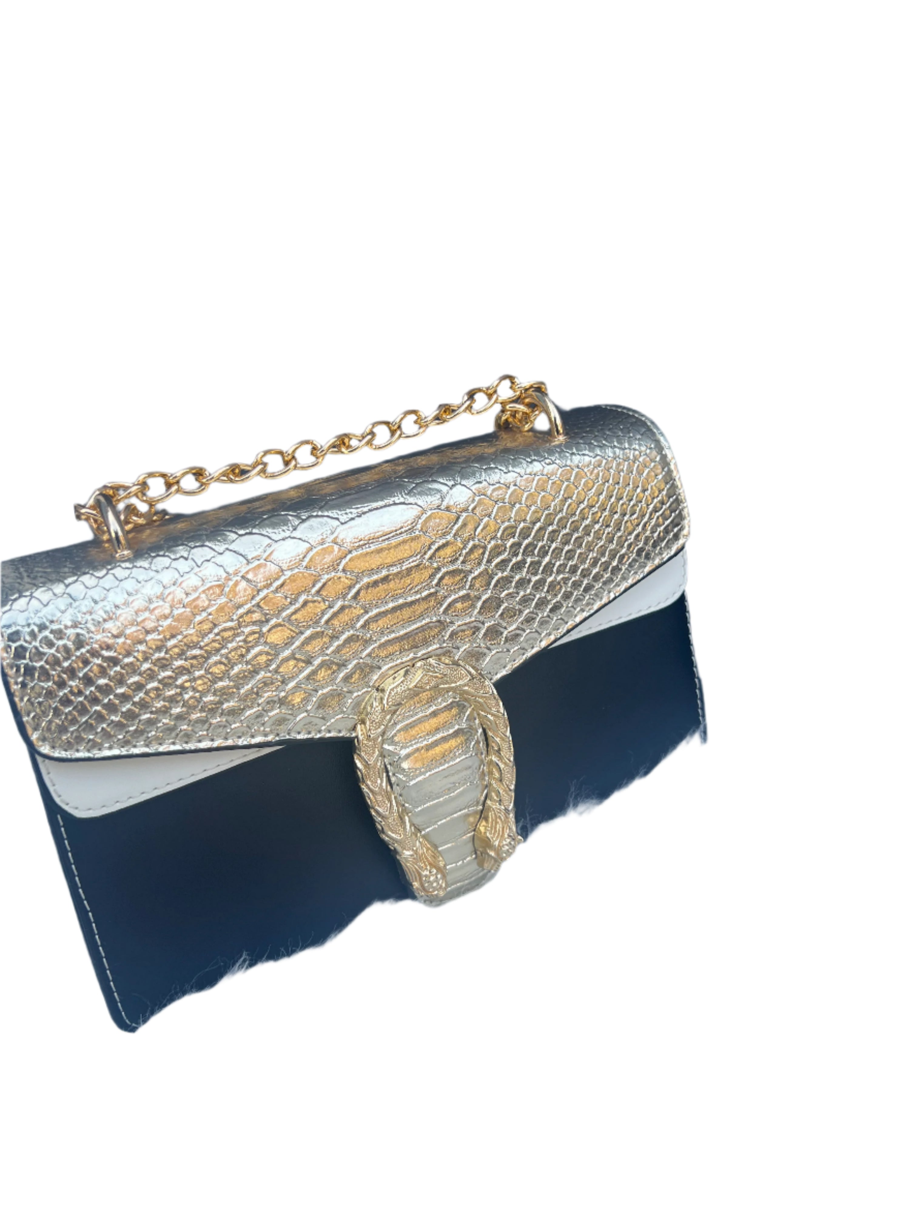 Leopard Shiny Croc Flap Women’s Shoulder Bag with Luxury Chain, Elegant Crocodile Pattern Purse, Trendy Designer Handbag, Faux Leather Bag