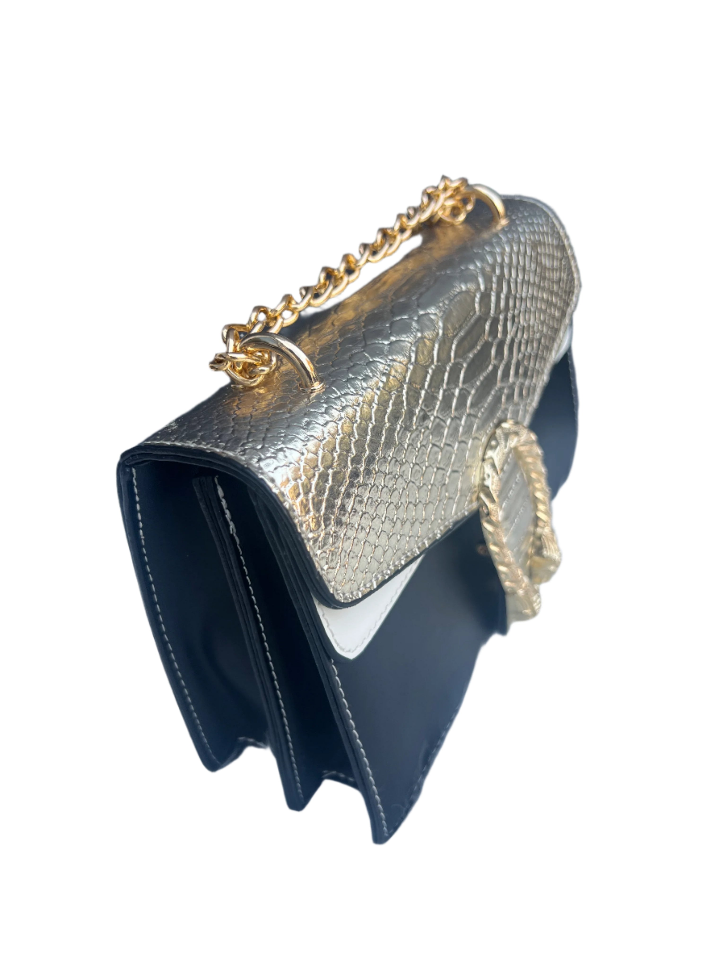 Leopard Shiny Croc Flap Women’s Shoulder Bag with Luxury Chain, Elegant Crocodile Pattern Purse, Trendy Designer Handbag, Faux Leather Bag