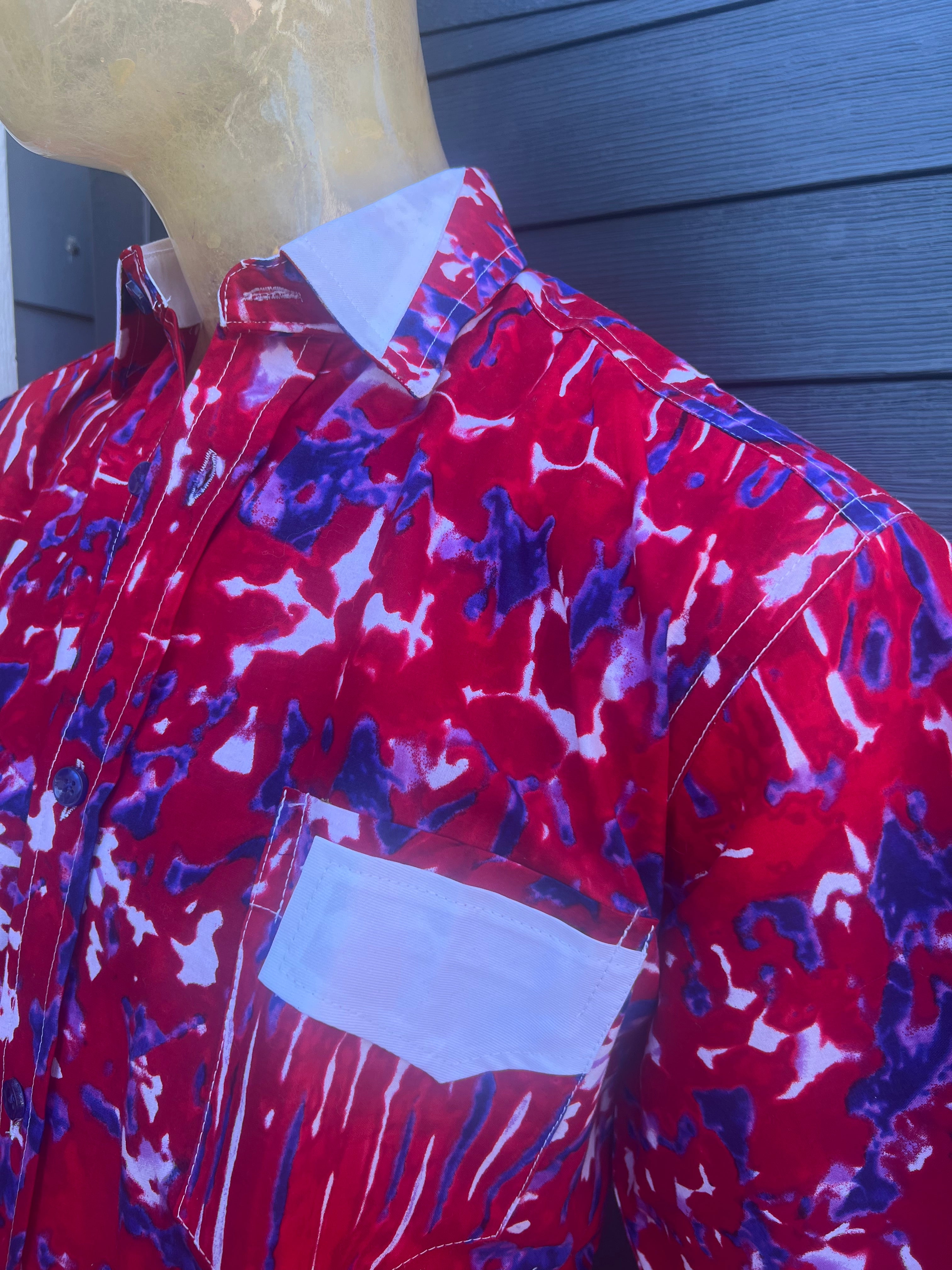 XL African Men's dress shirt with Ankara fabric 100% cotton