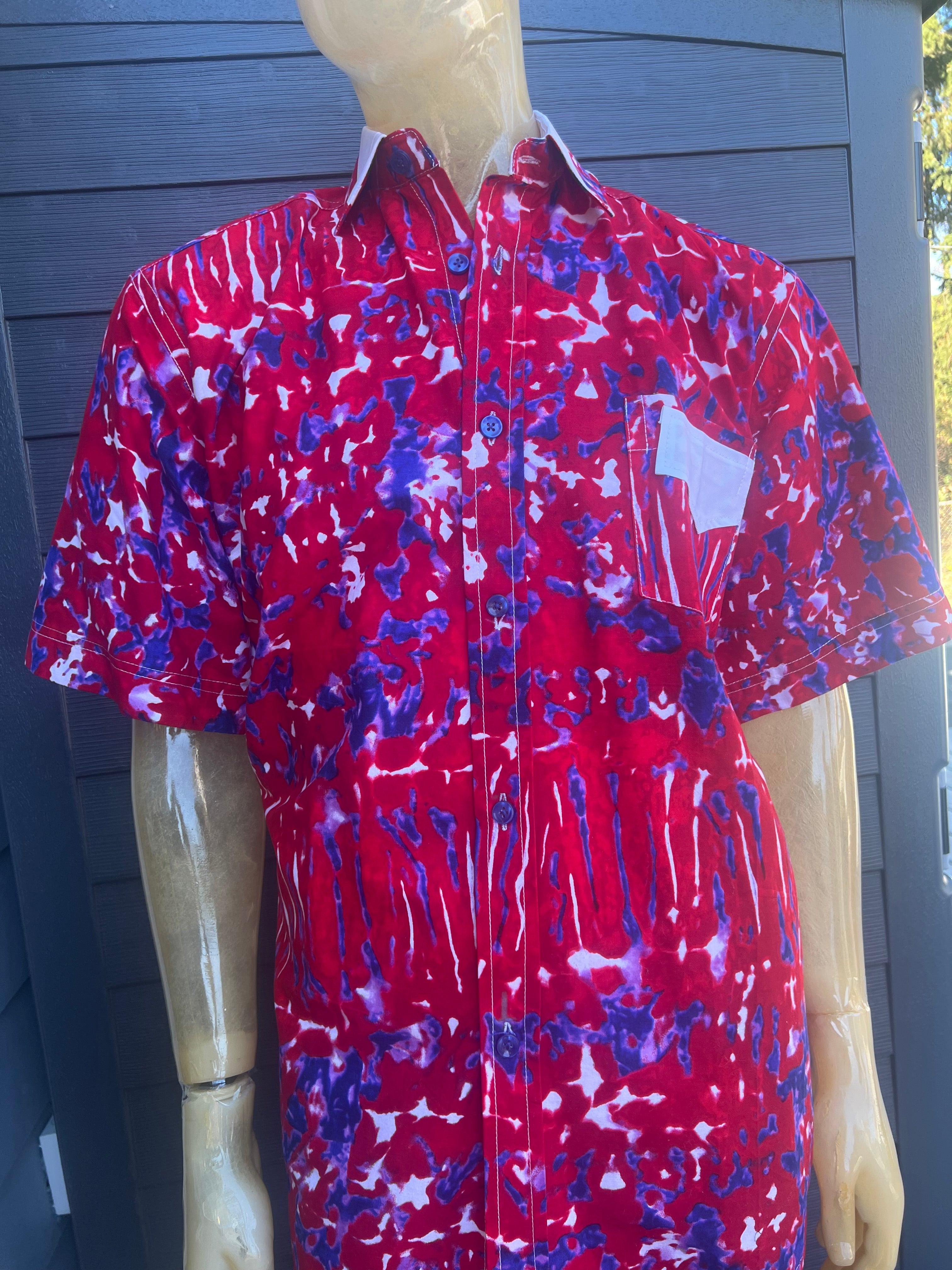 XL African Men's dress shirt with Ankara fabric 100% cotton