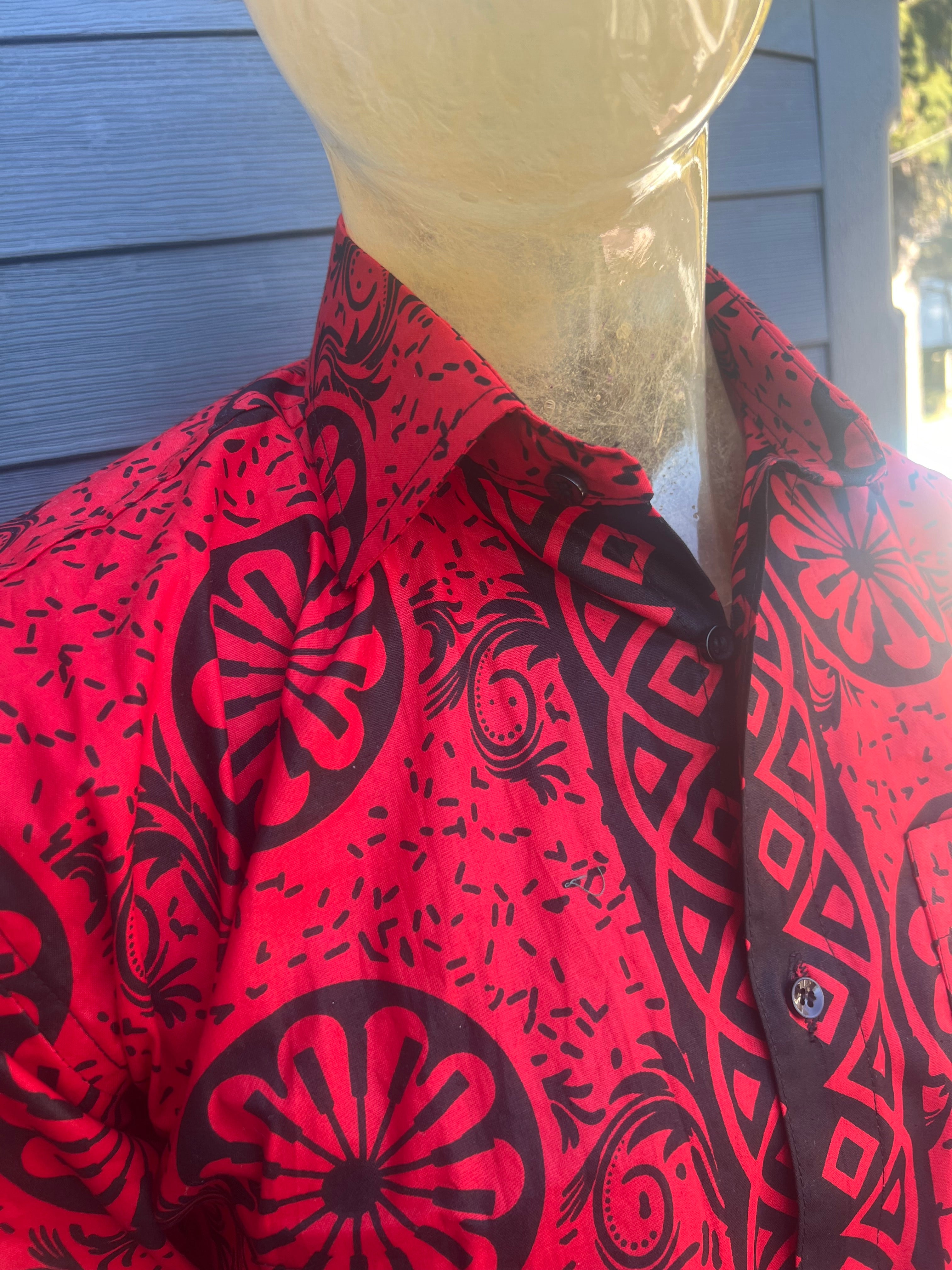 XL African Men's dress shirt with Ankara fabric 100% cotton
