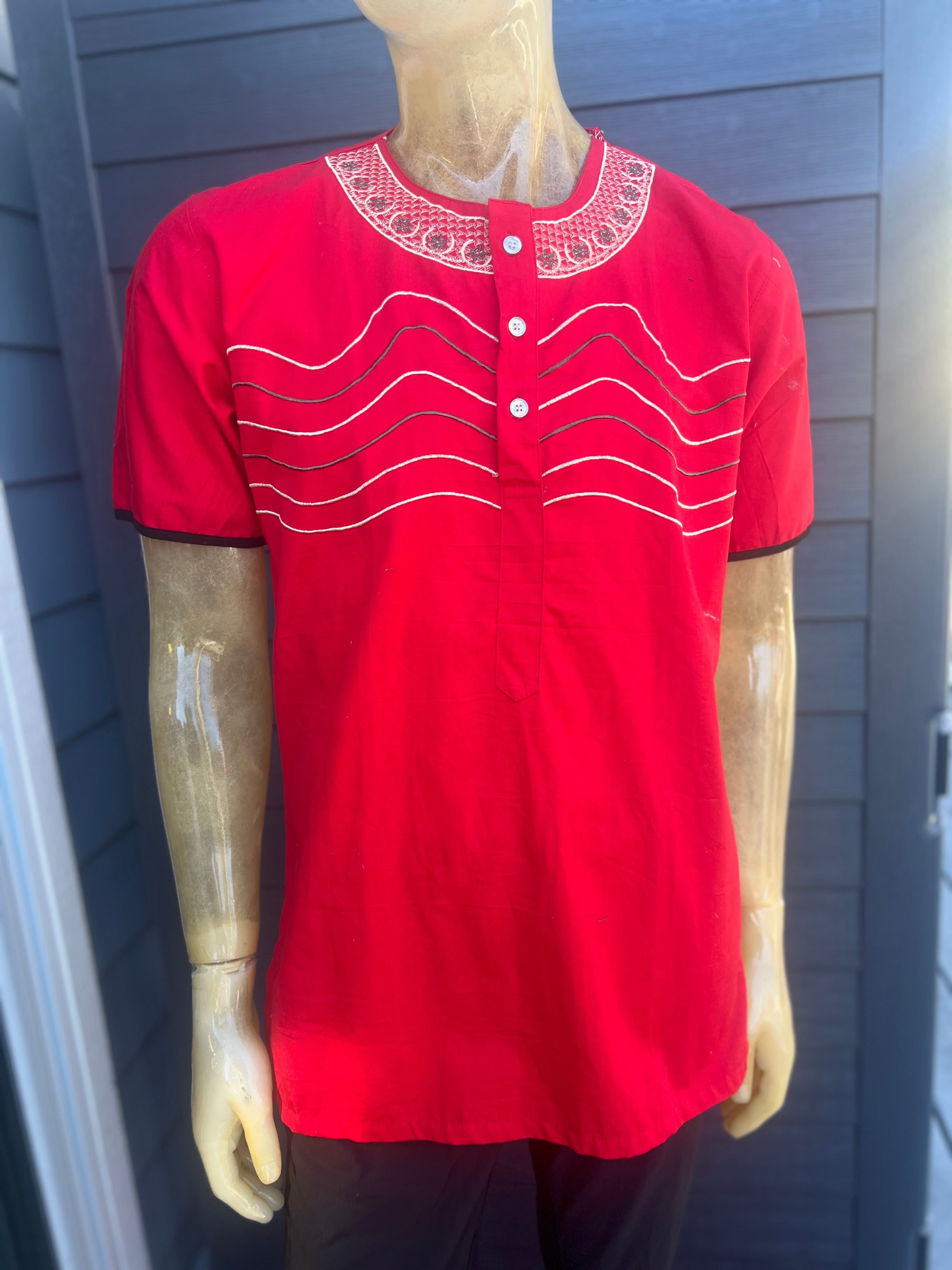 Men African Embroidered Shirt African Dashiki Casual Top Traditional Pattern Printed Ethnic Shirt