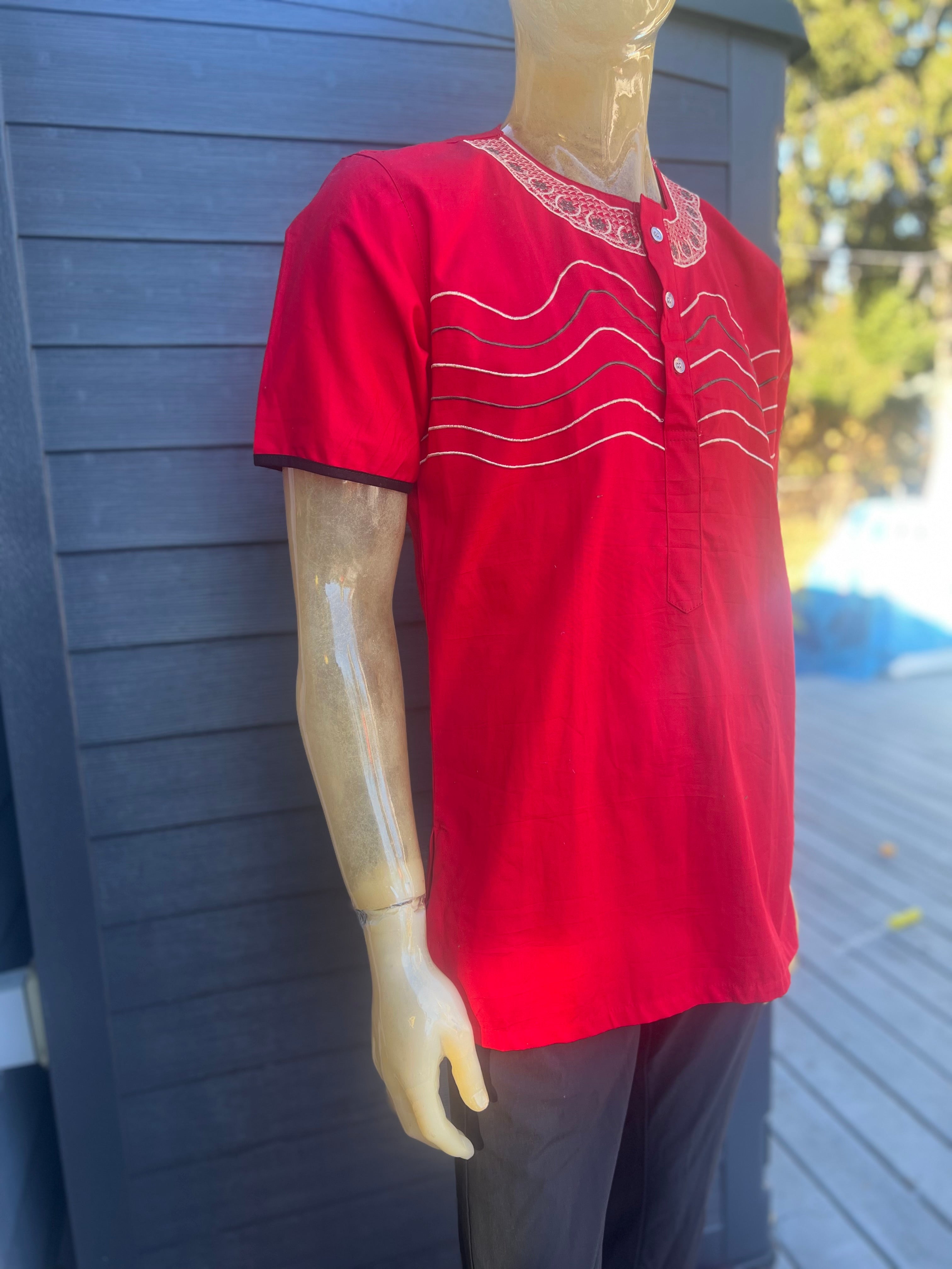 Men African Embroidered Shirt African Dashiki Casual Top Traditional Pattern Printed Ethnic Shirt