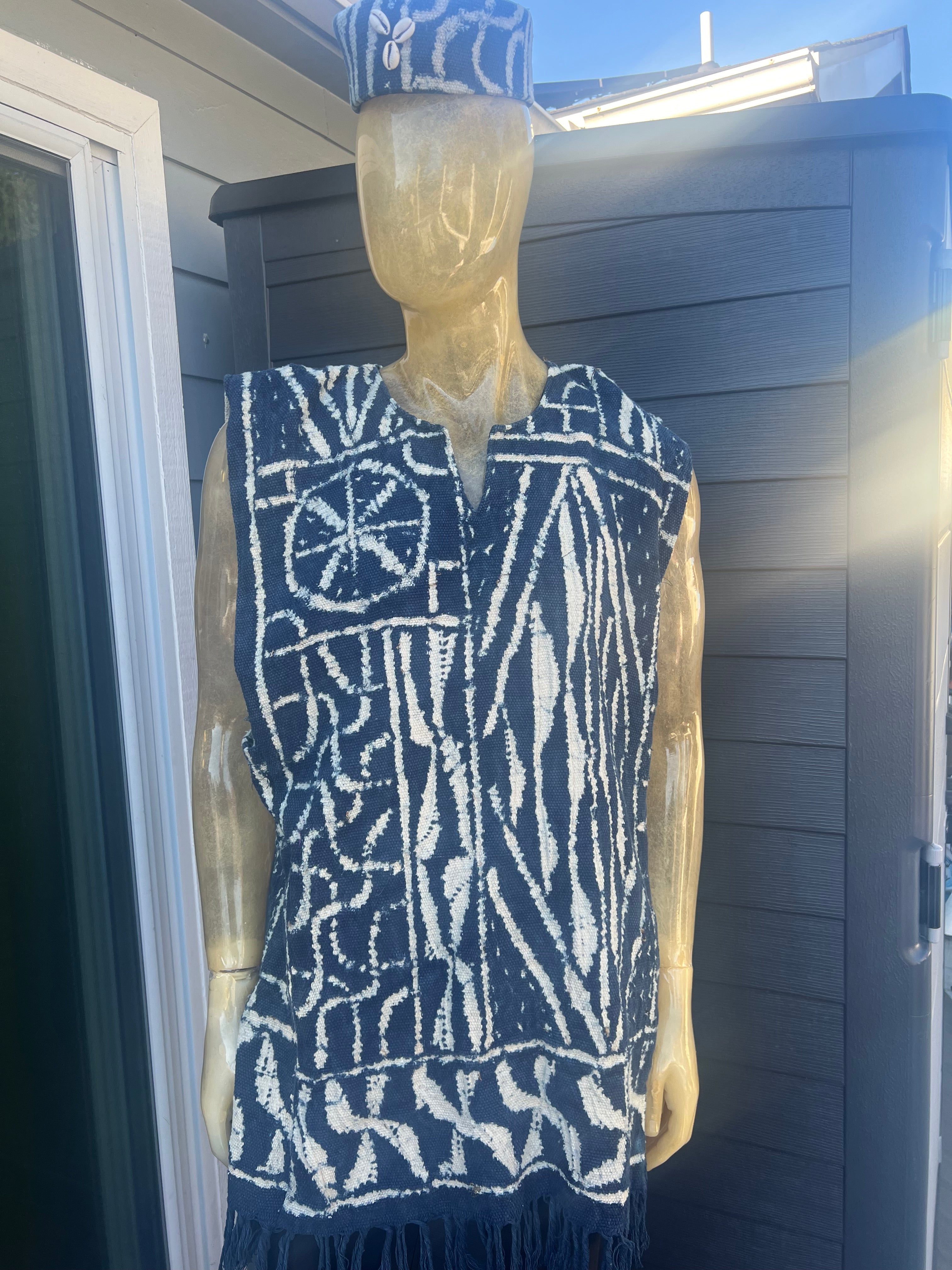 Ndop (Bamileke) tops/Bami/Indigo blue strip woven cloth/Resist dyeing/Rare fabric/Cameroon/Authentic/Vintage/Bamenda