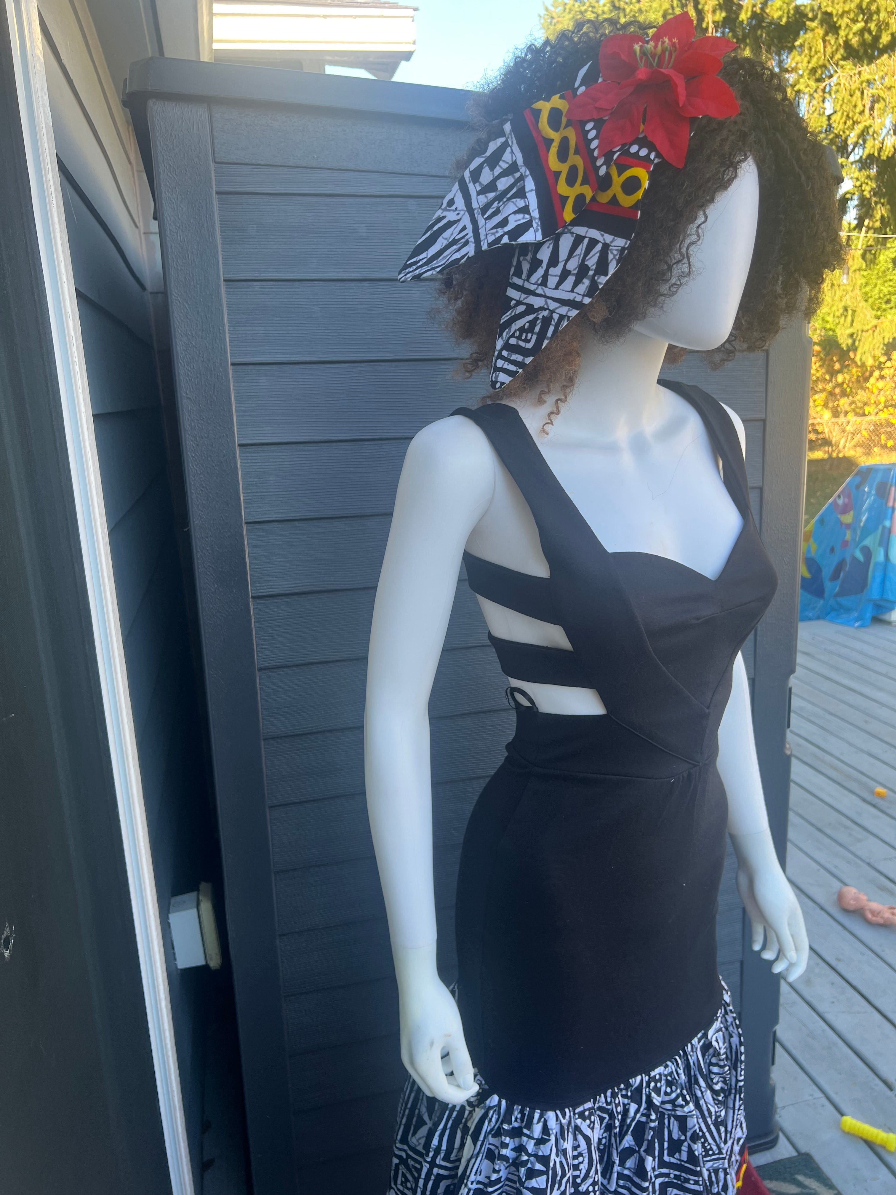 Black & White Geometric Sleeveless Stretch Long african dress