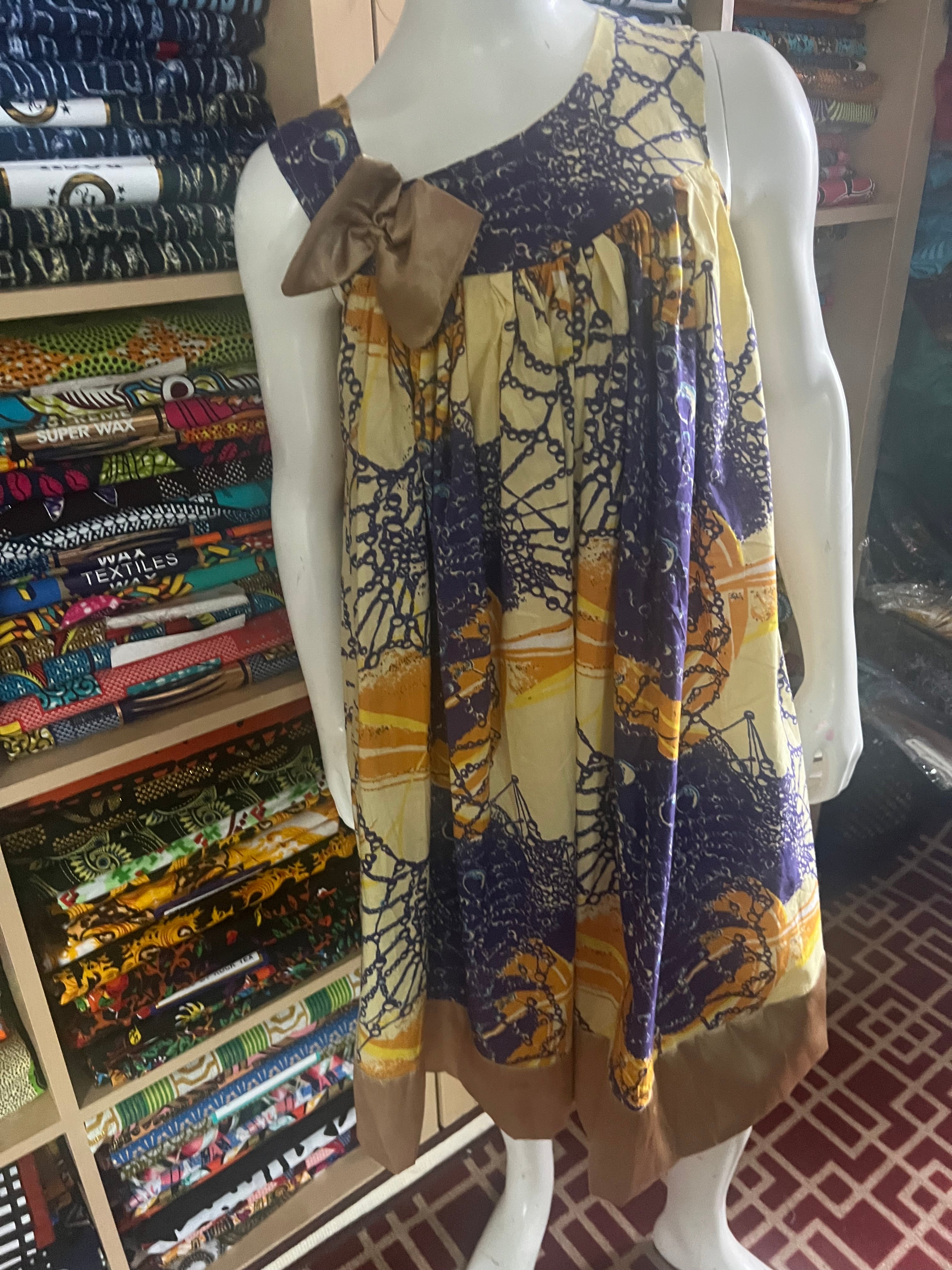 African Dress For  child 12 to 15 years ,mini Kaba  with Ankara fabric,