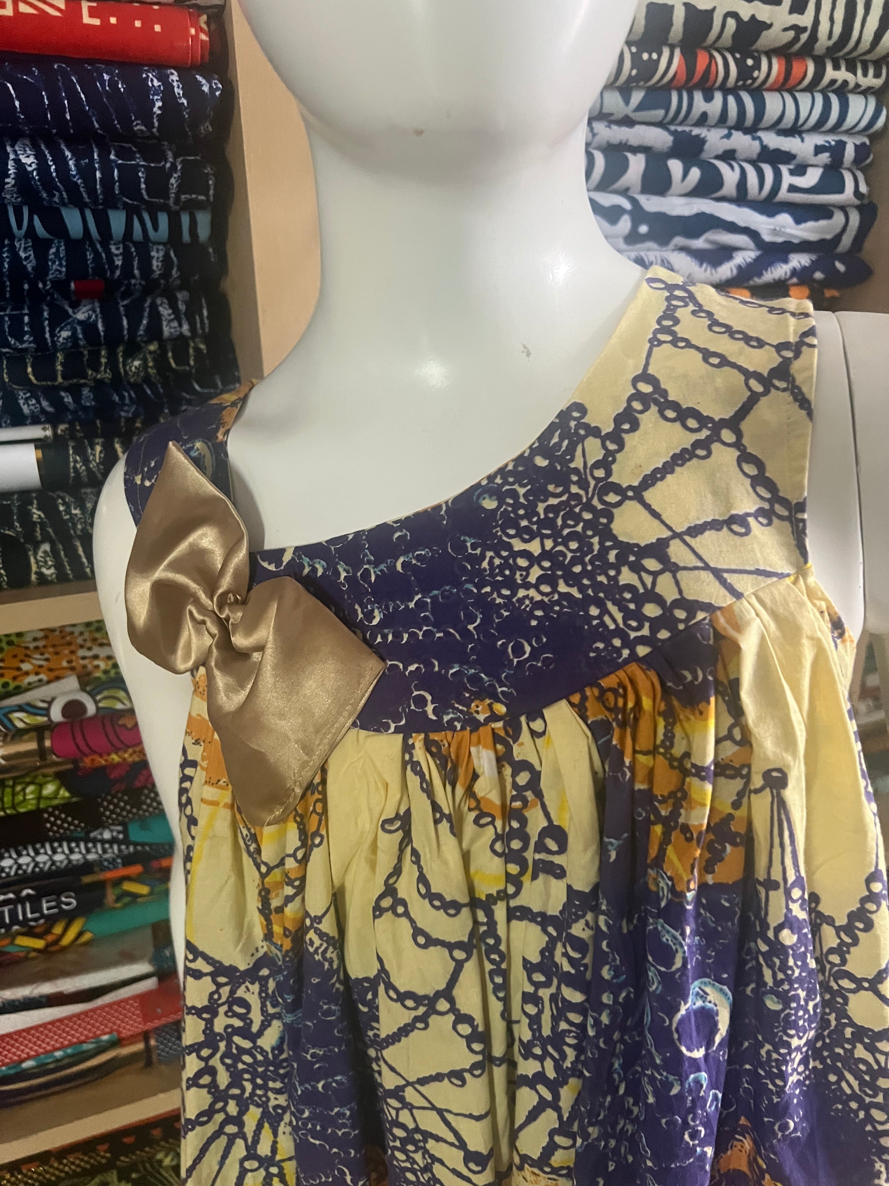 African Dress For  child 12 to 15 years ,mini Kaba  with Ankara fabric,