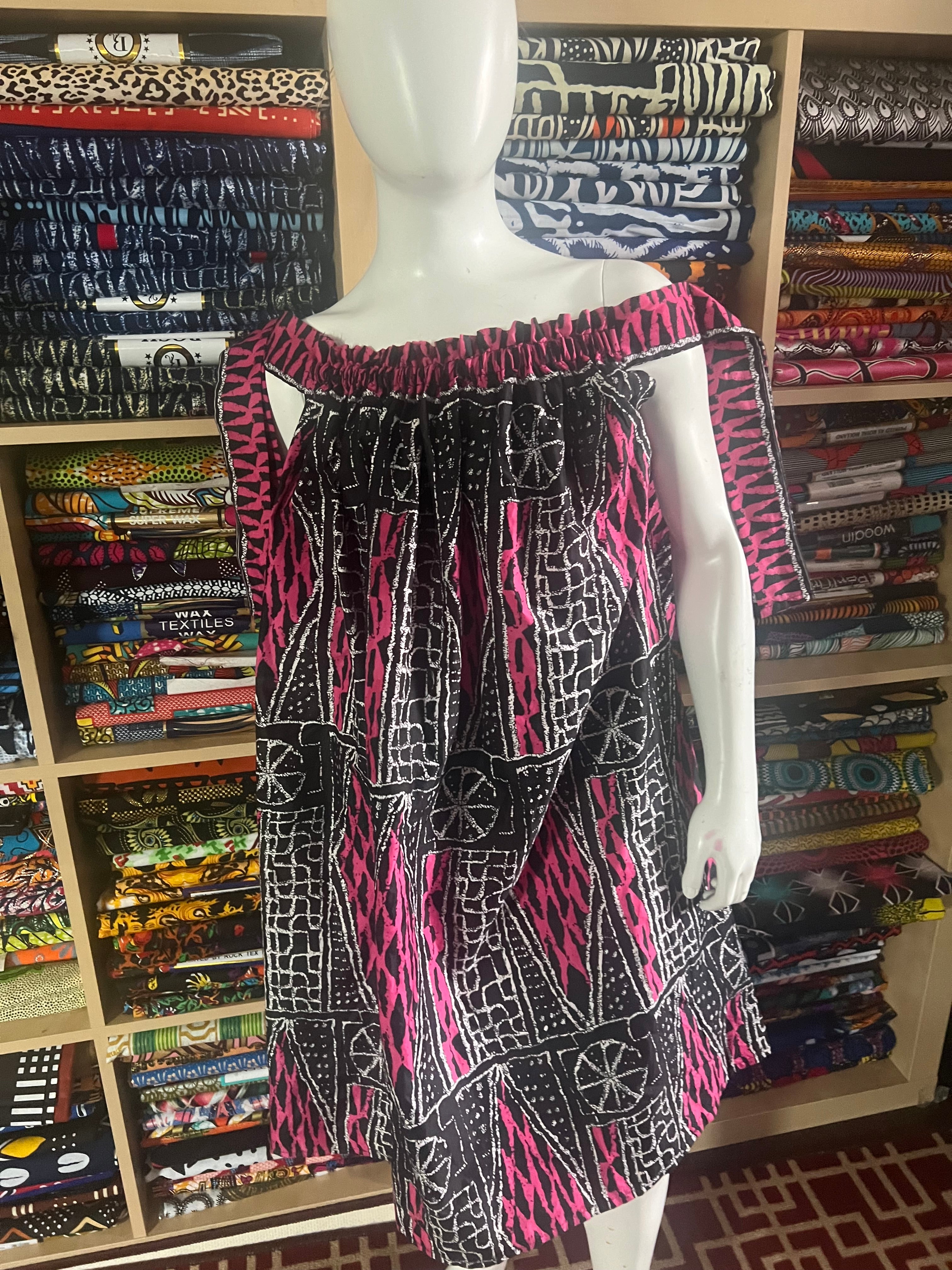 Ankara Kaba for children from 12 to 15 years old made with African Bamileke fabric called Ndop