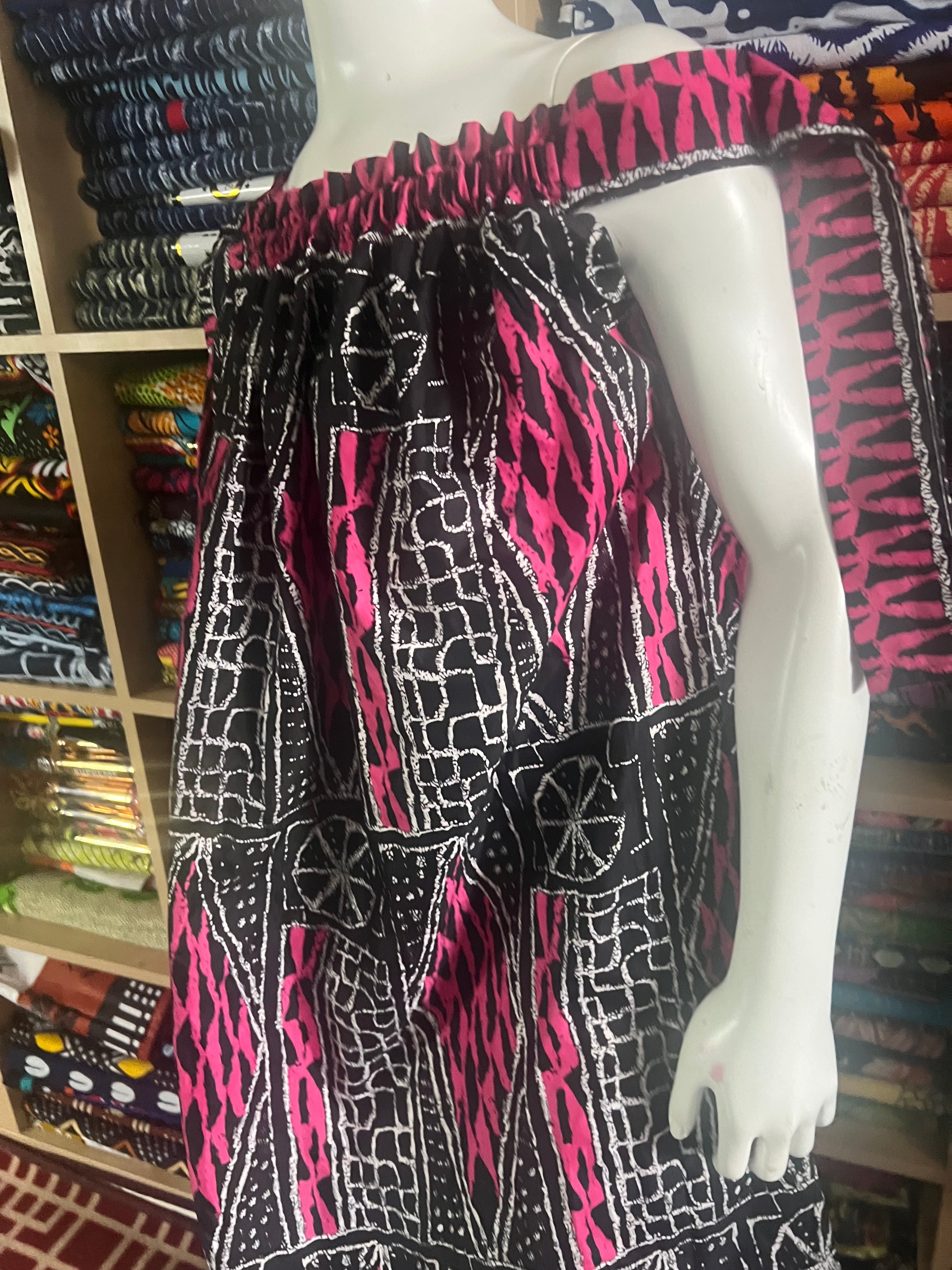 Ankara Kaba for children from 12 to 15 years old made with African Bamileke fabric called Ndop