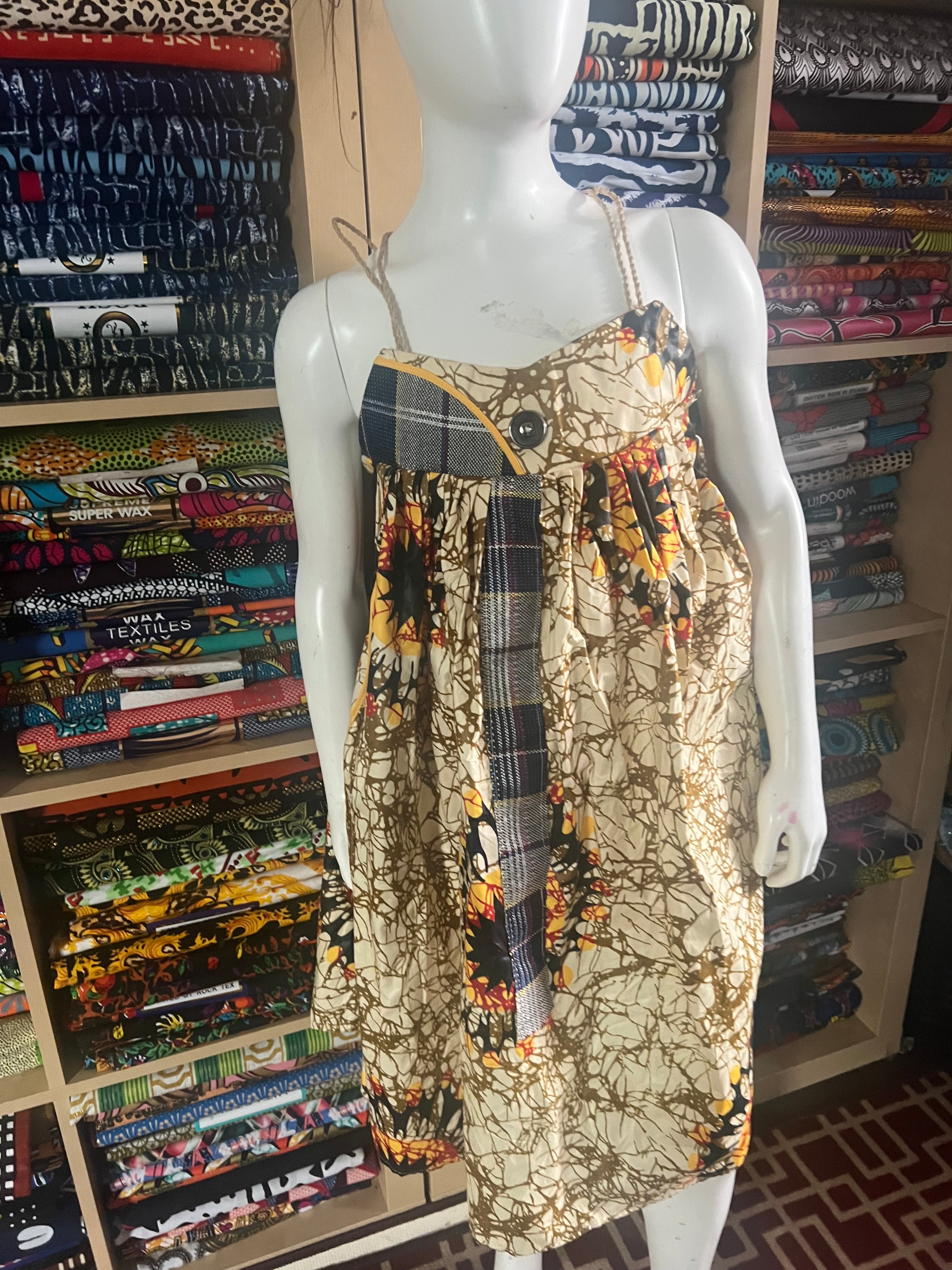 mini Kaba for child 12 to 15years with Ankara fabric ,African fabric clothes