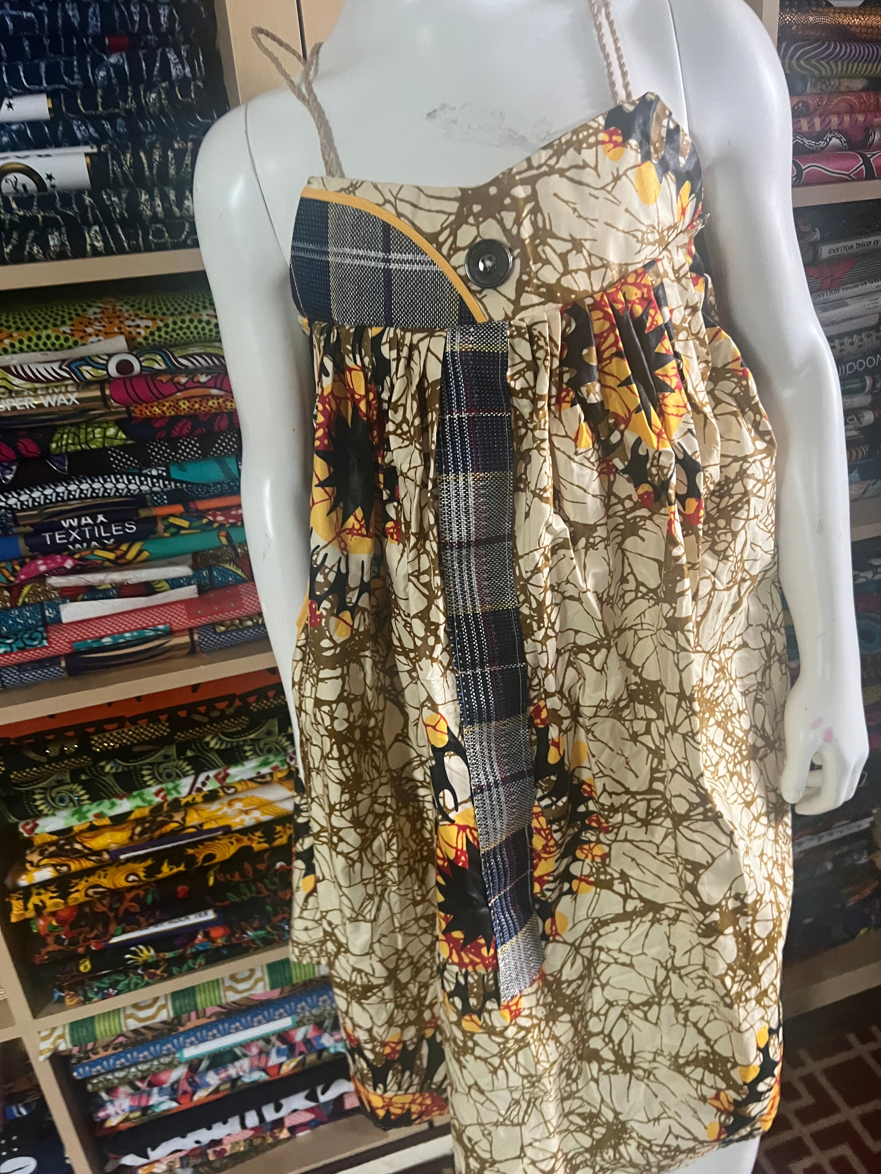 mini Kaba for child 12 to 15years with Ankara fabric ,African fabric clothes