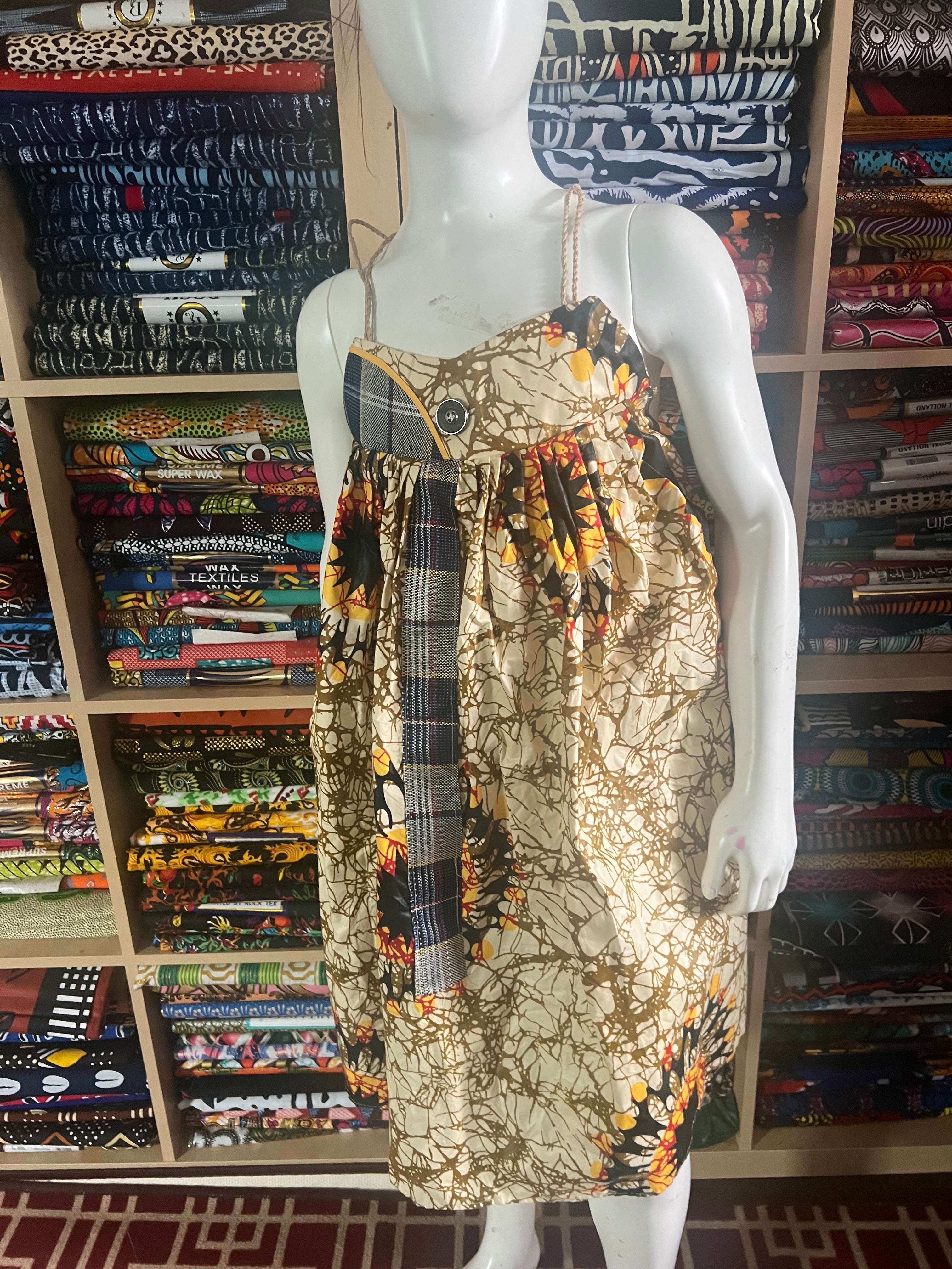 mini Kaba for child 12 to 15years with Ankara fabric ,African fabric clothes