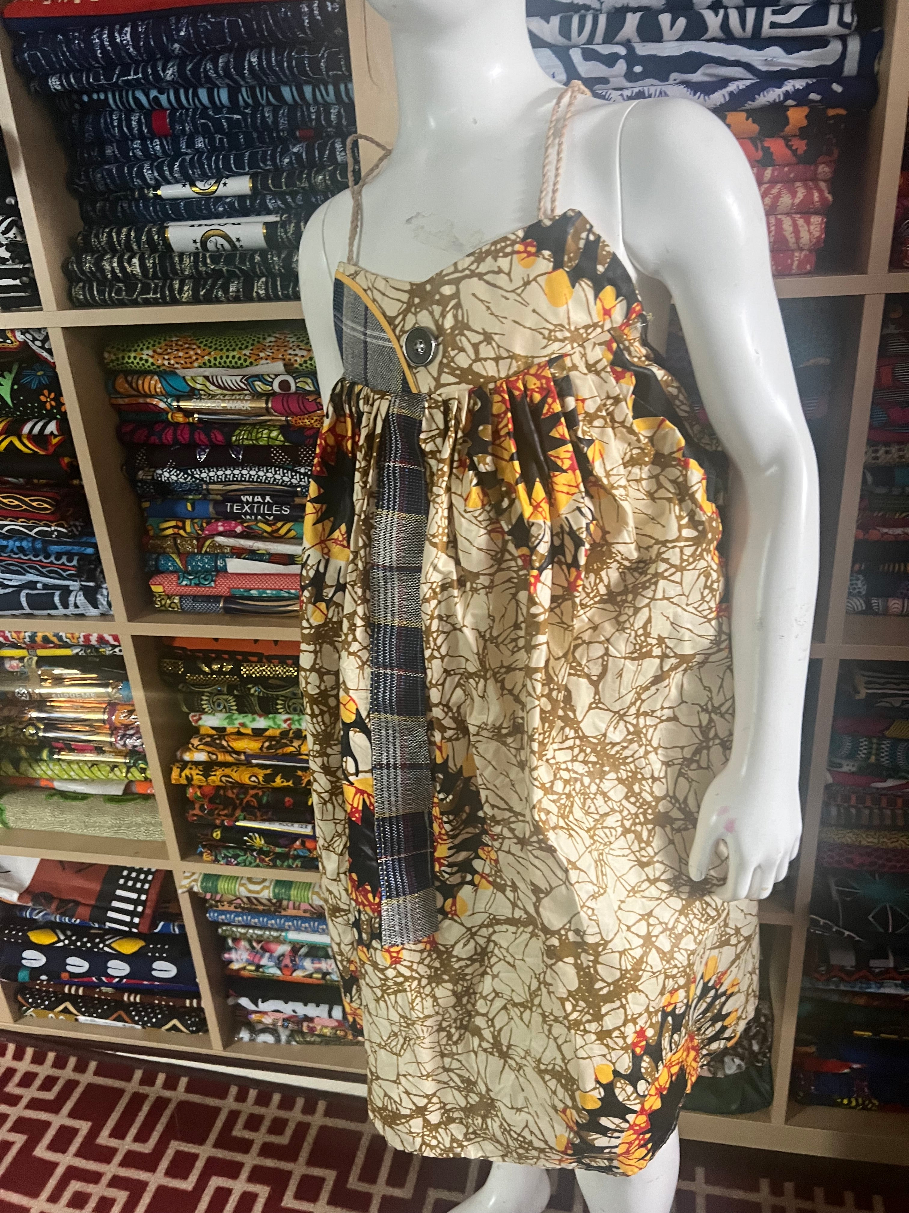 mini Kaba for child 12 to 15years with Ankara fabric ,African fabric clothes