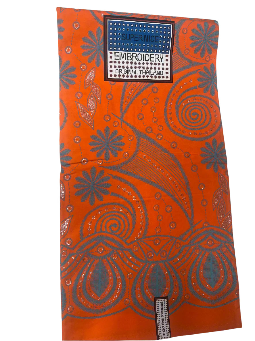 100% Cotton African Ankara Print Fabric Orange Wax Vibrant Patterned , Traditional Ankara African Fabric for Sewing **ITEM SOLD by YARD**