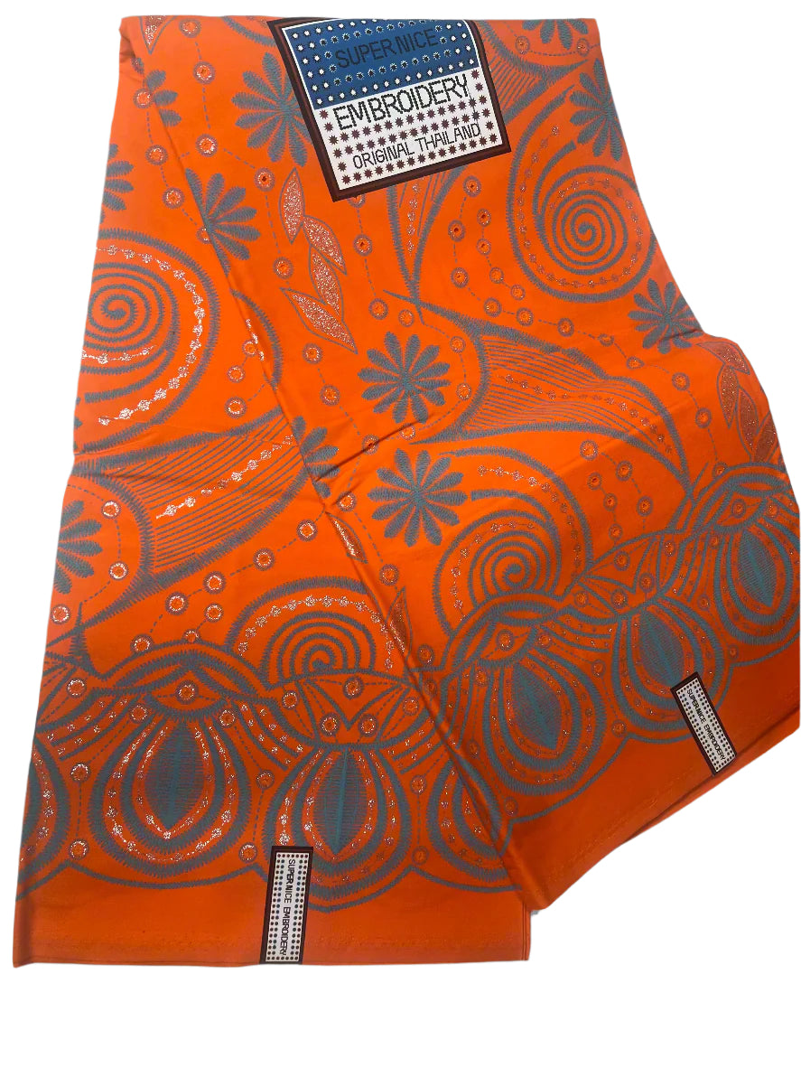 100% Cotton African Ankara Print Fabric Orange Wax Vibrant Patterned , Traditional Ankara African Fabric for Sewing **ITEM SOLD by YARD**