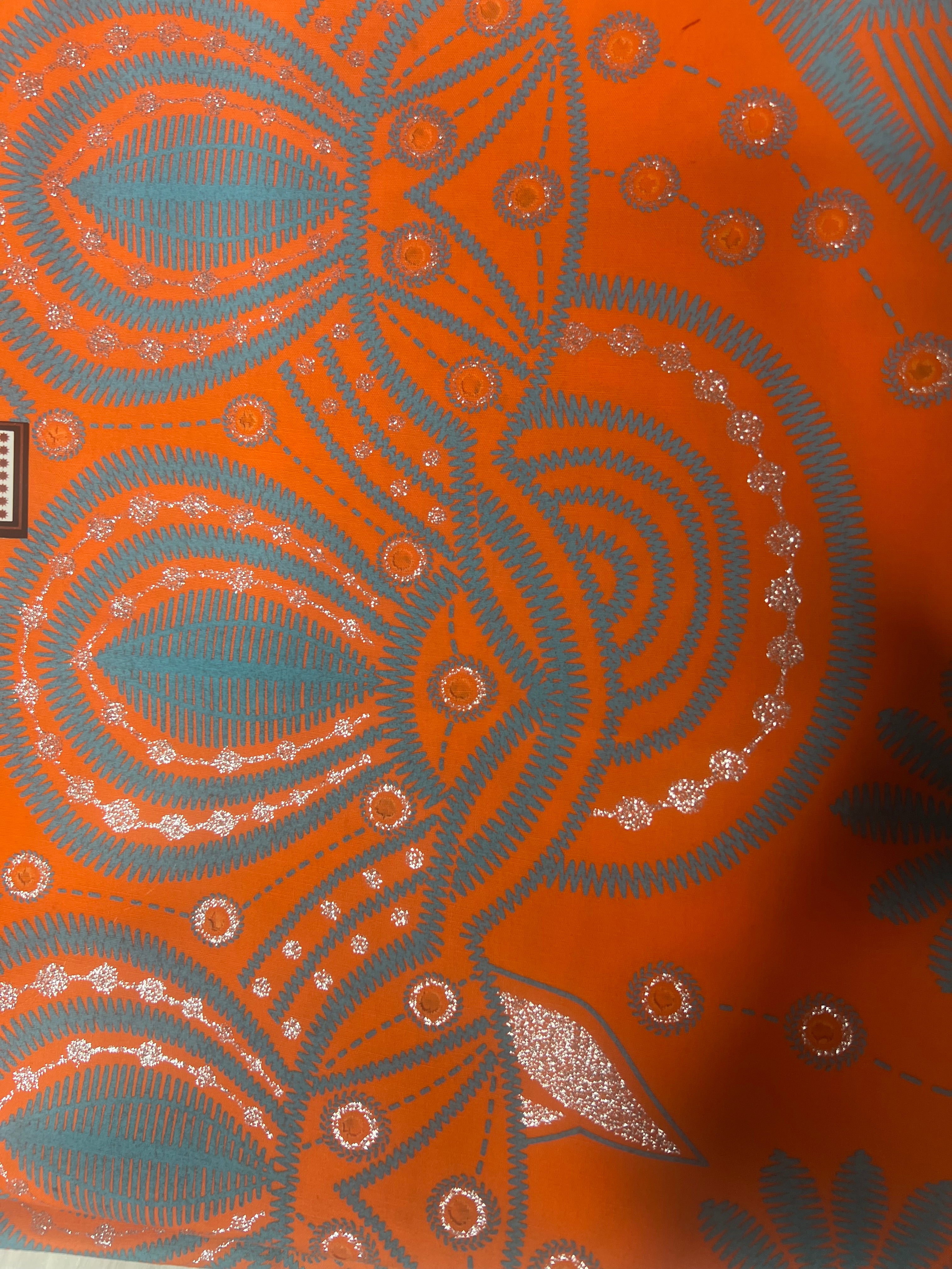 100% Cotton African Ankara Print Fabric Orange Wax Vibrant Patterned , Traditional Ankara African Fabric for Sewing **ITEM SOLD by YARD**