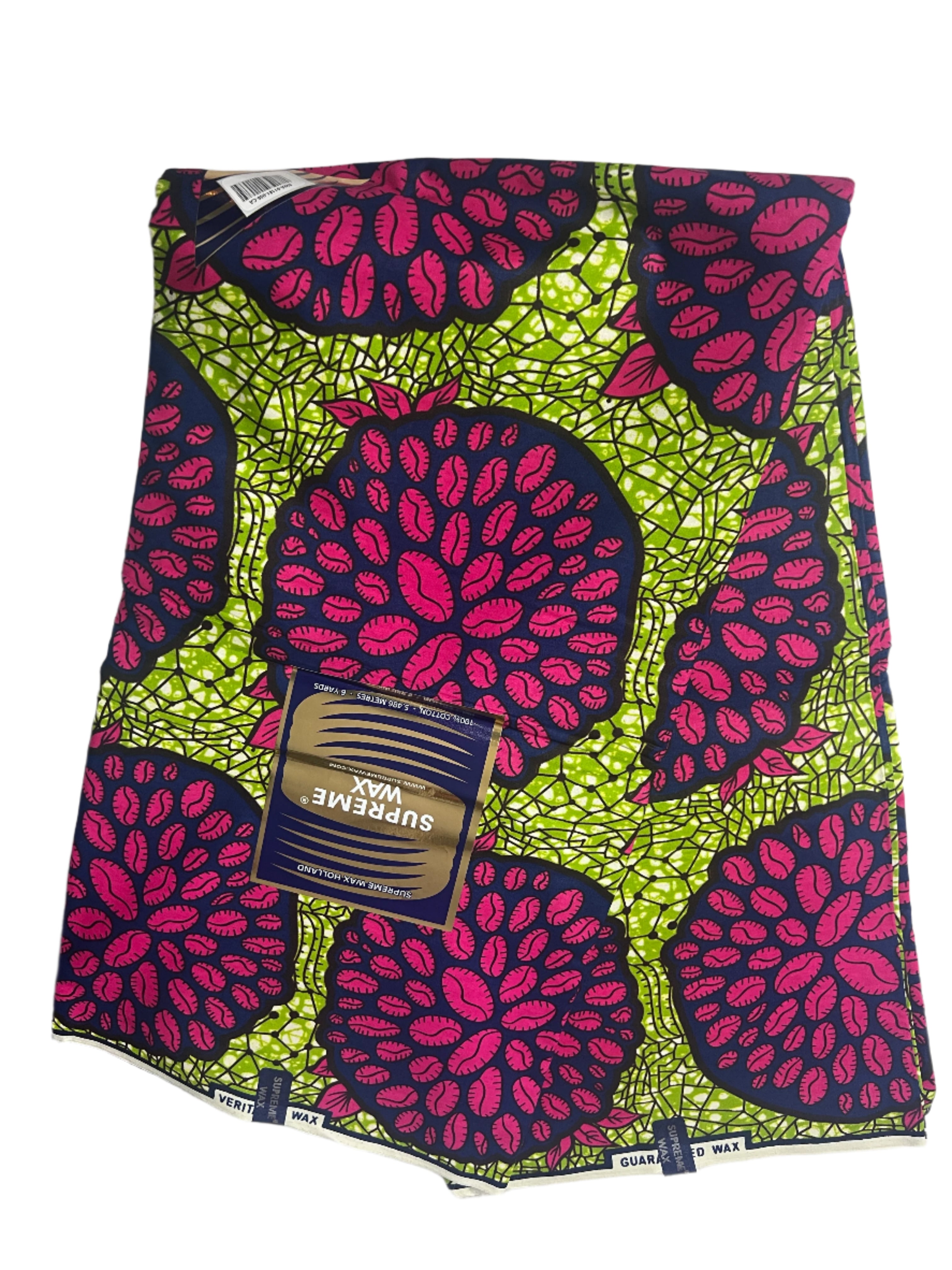 African Ankara Print Fabric sell by the Black Pink Green Overlap Lanceolate Leaves Ankara African Print Fabric **ITEM SOLD by YARD**