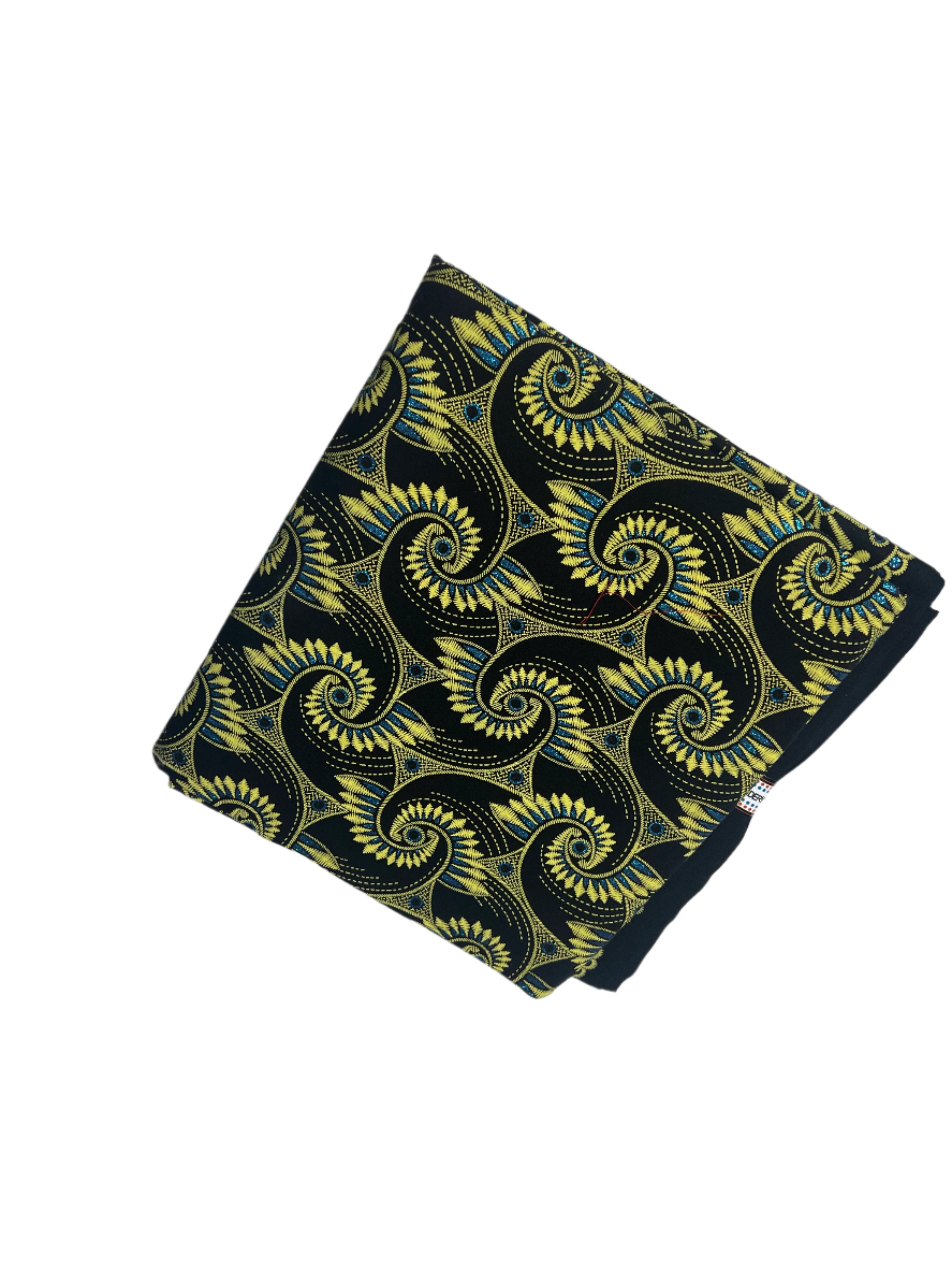 100% Cotton African Ankara gold Print Fabric with blue holes, damask print fabric for clothes **ITEM SOLD by YARD**