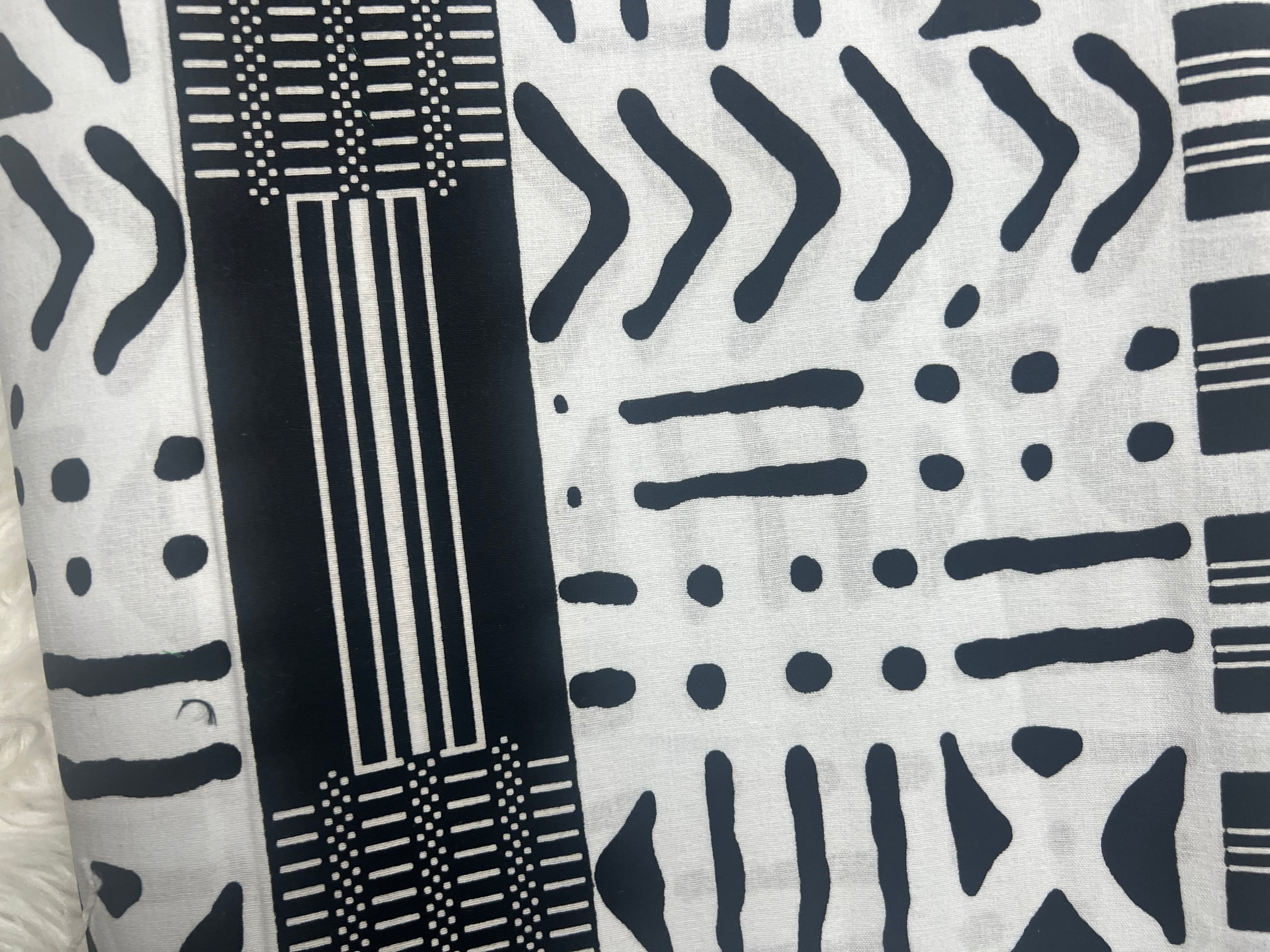 100% Cotton African Ankara Print Fabric White black thin cloth, Traditional Ankara African Fabric for Sewing **ITEM SOLD by YARD**