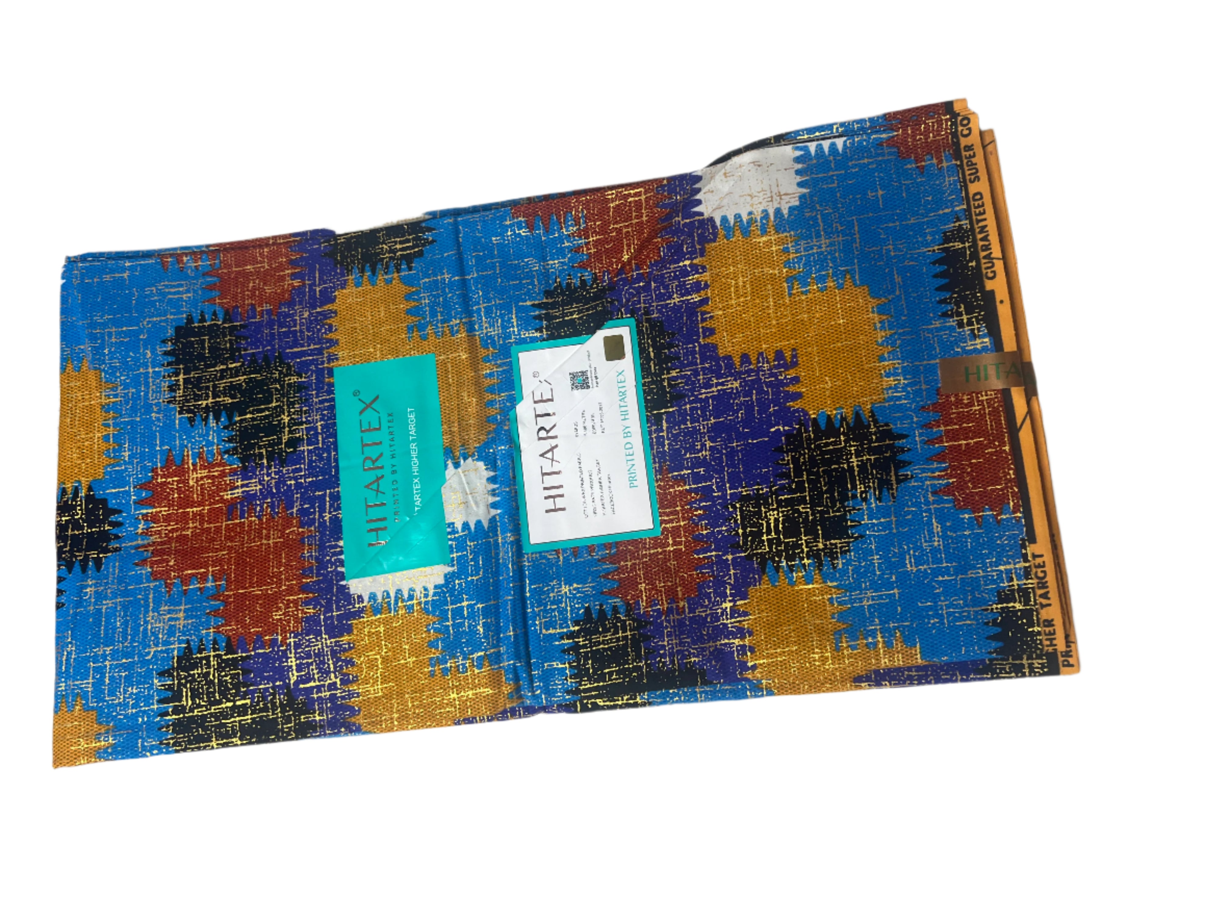 100% Cotton African Hitartex Ankara Print Fabric Wax motif kente gold, Traditional Ankara African Fabric for Sewing **ITEM SOLD by YARD**