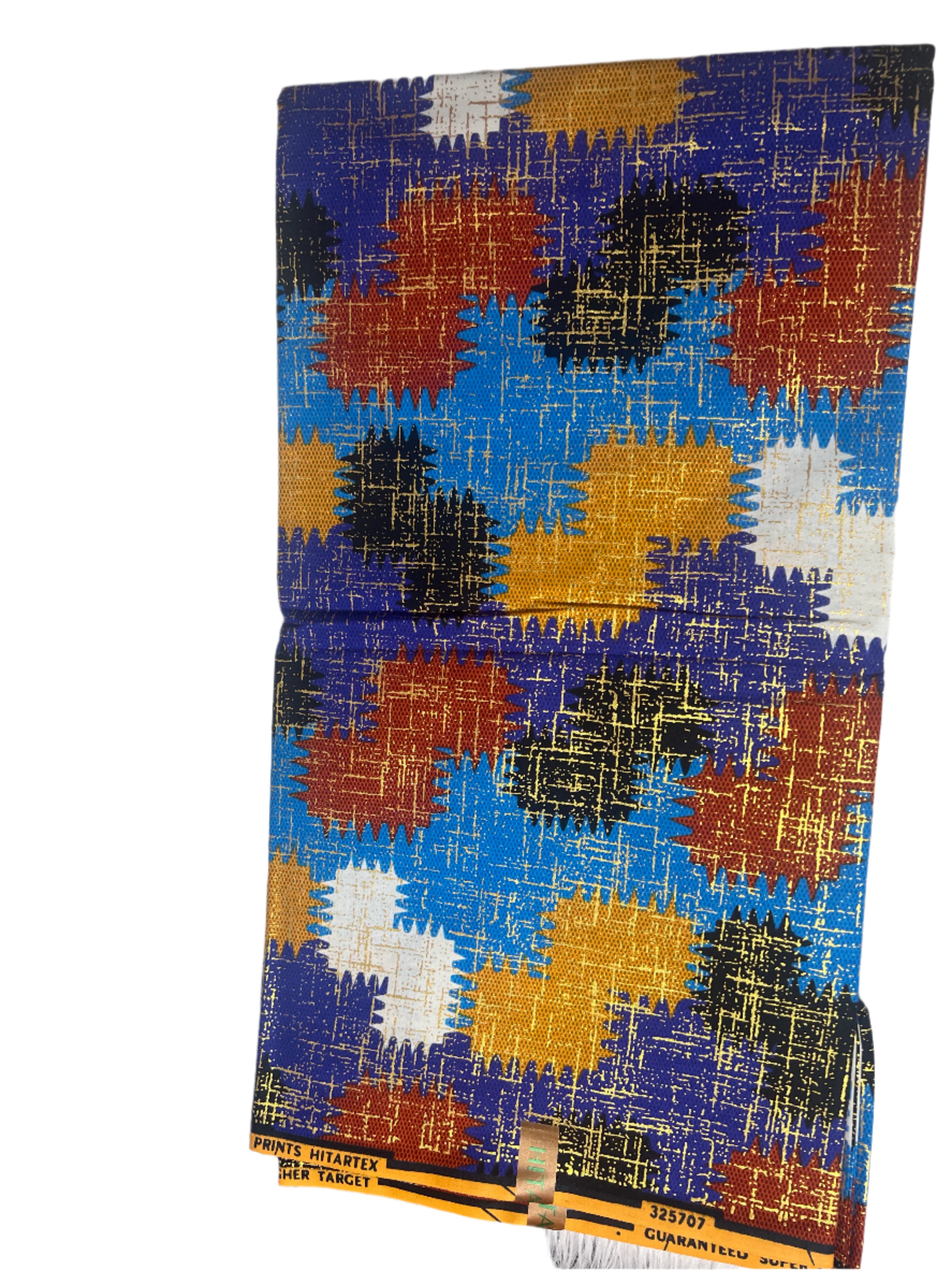 100% Cotton African Hitartex Ankara Print Fabric Wax motif kente gold, Traditional Ankara African Fabric for Sewing **ITEM SOLD by YARD**