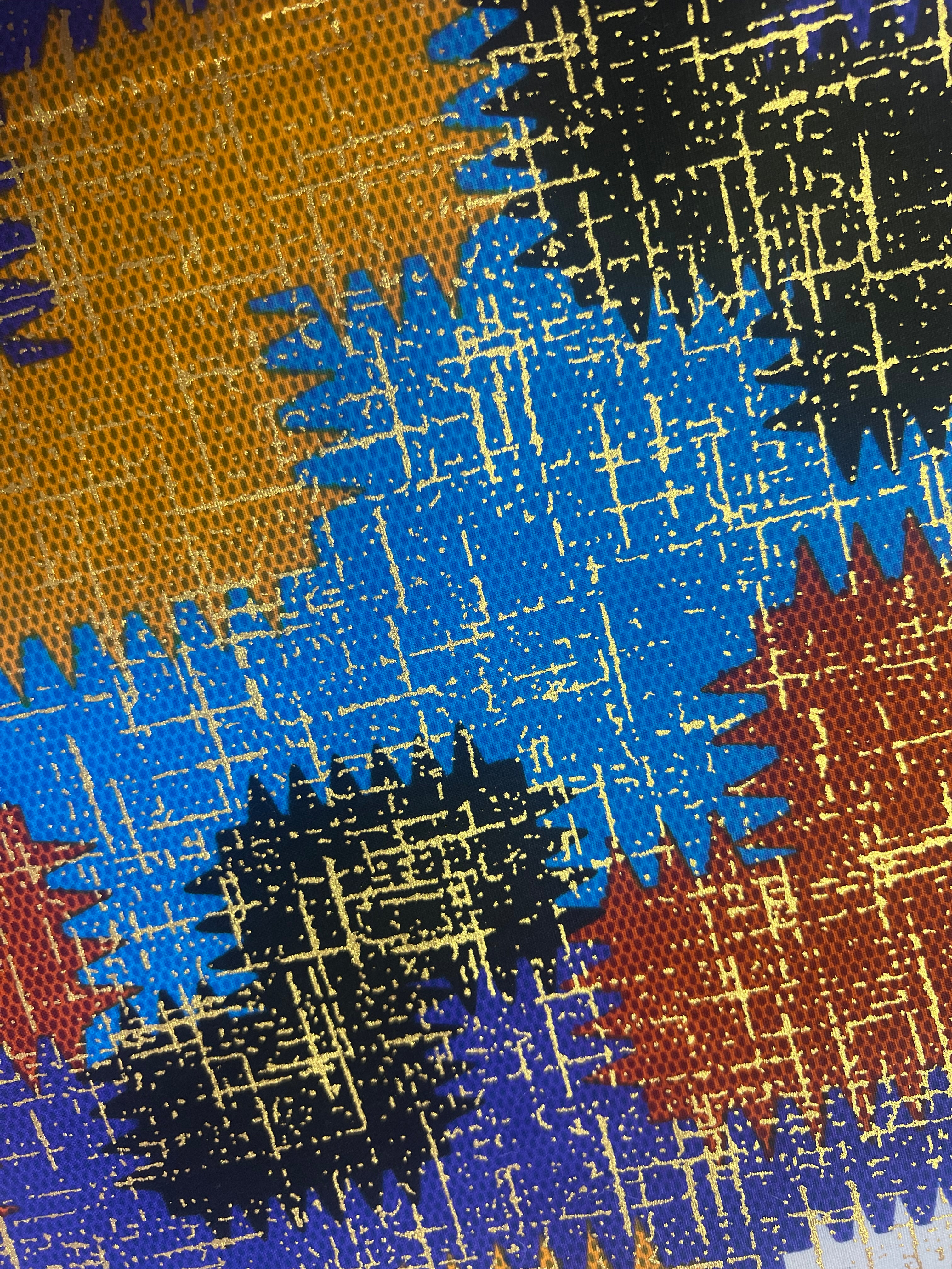 100% Cotton African Hitartex Ankara Print Fabric Wax motif kente gold, Traditional Ankara African Fabric for Sewing **ITEM SOLD by YARD**