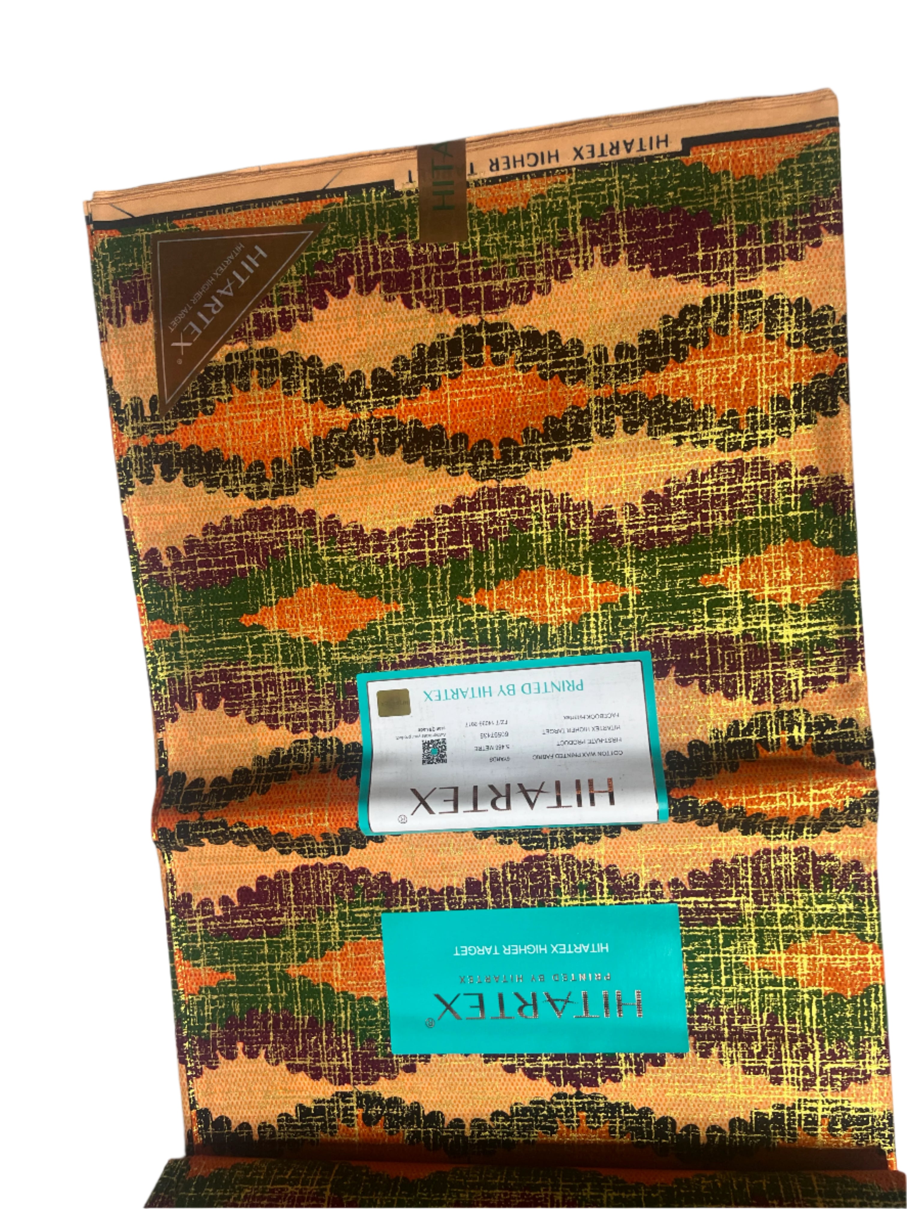 100% Cotton African Hitartex Ankara Print Fabric Wax motif kente gold, Traditional Ankara African Fabric for Sewing **ITEM SOLD by YARD**