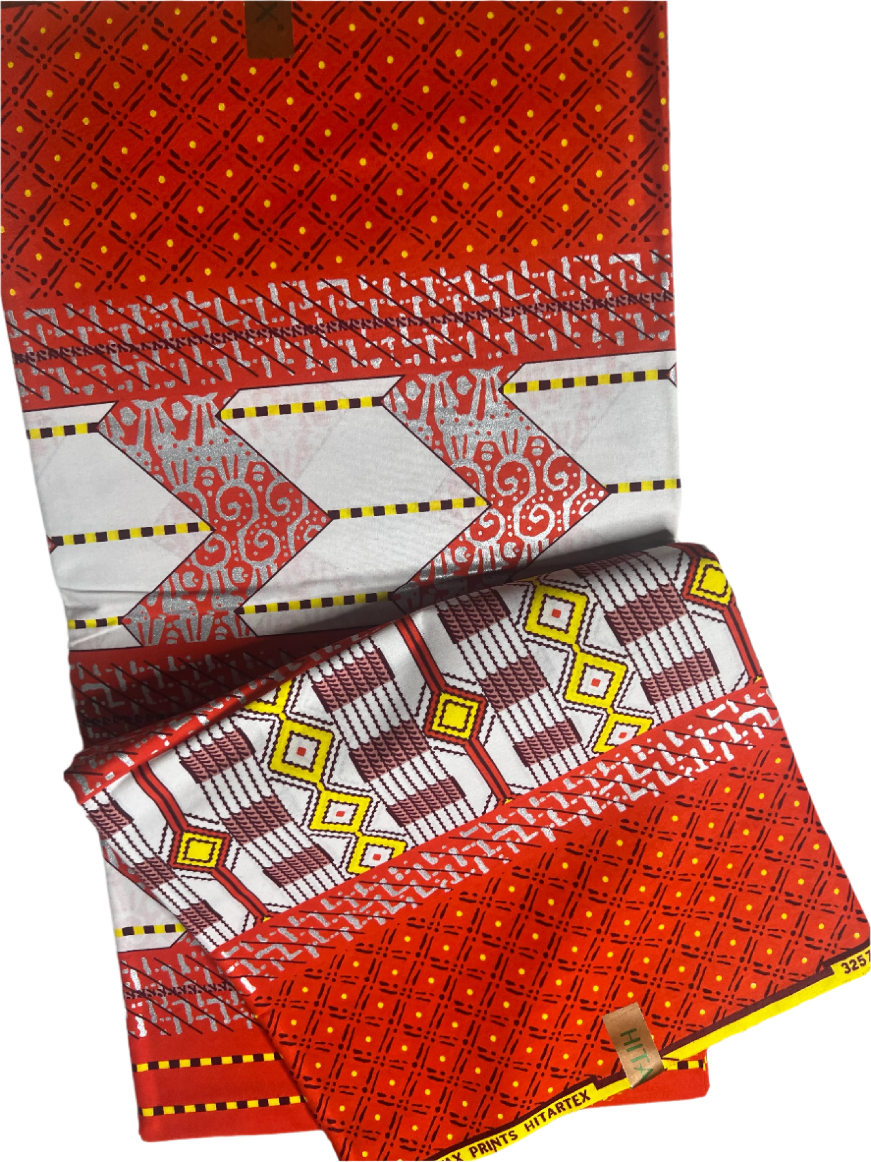 100% Cotton African Hitartex Ankara Print Fabric Wax motif kente orange, Traditional Ankara African Fabric for Sewing **ITEM SOLD by YARD**