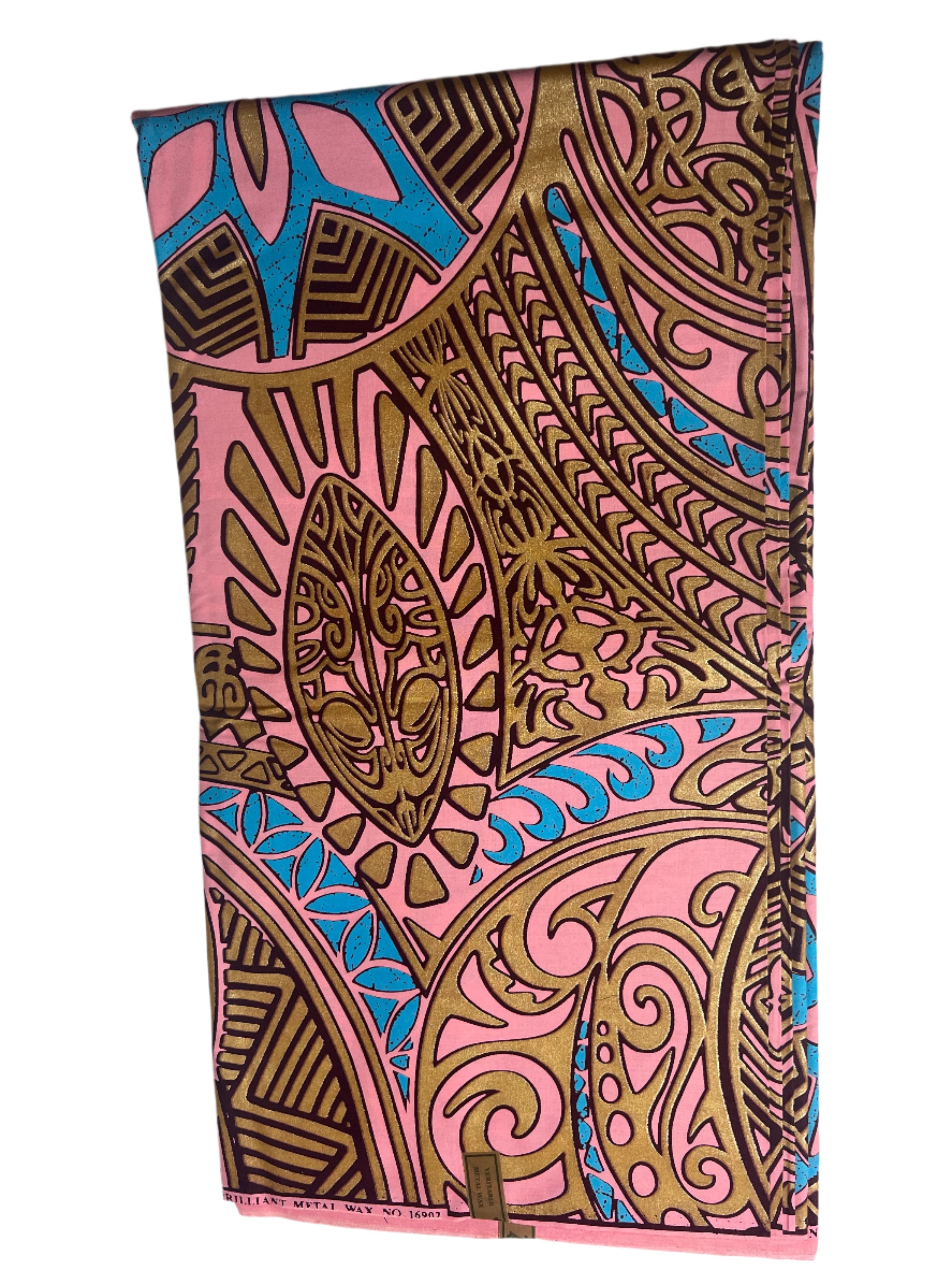 100% Cotton African Ankara Print Fabric Pink Blue Gold Mythological Kaleidoscope Ankara African Print Fabric for Sewing**ITEM SOLD by YARD**