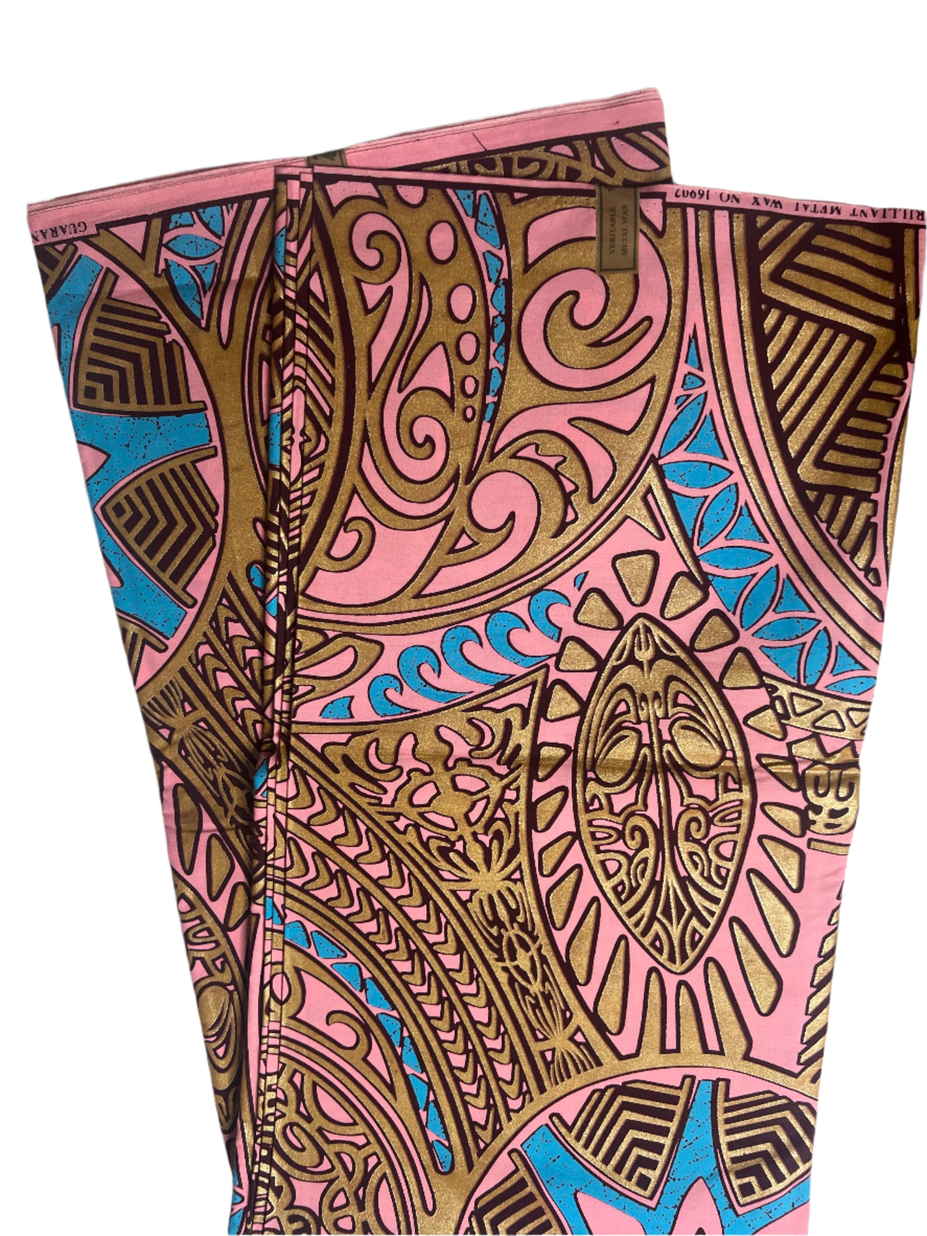 100% Cotton African Ankara Print Fabric Pink Blue Gold Mythological Kaleidoscope Ankara African Print Fabric for Sewing**ITEM SOLD by YARD**