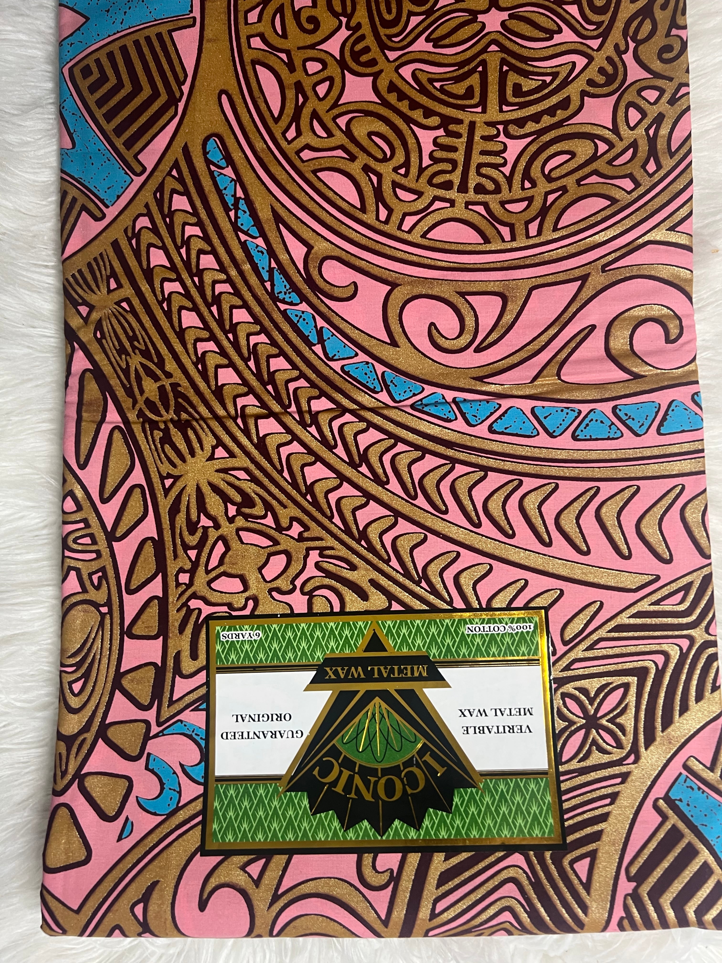 100% Cotton African Ankara Print Fabric Pink Blue Gold Mythological Kaleidoscope Ankara African Print Fabric for Sewing**ITEM SOLD by YARD**