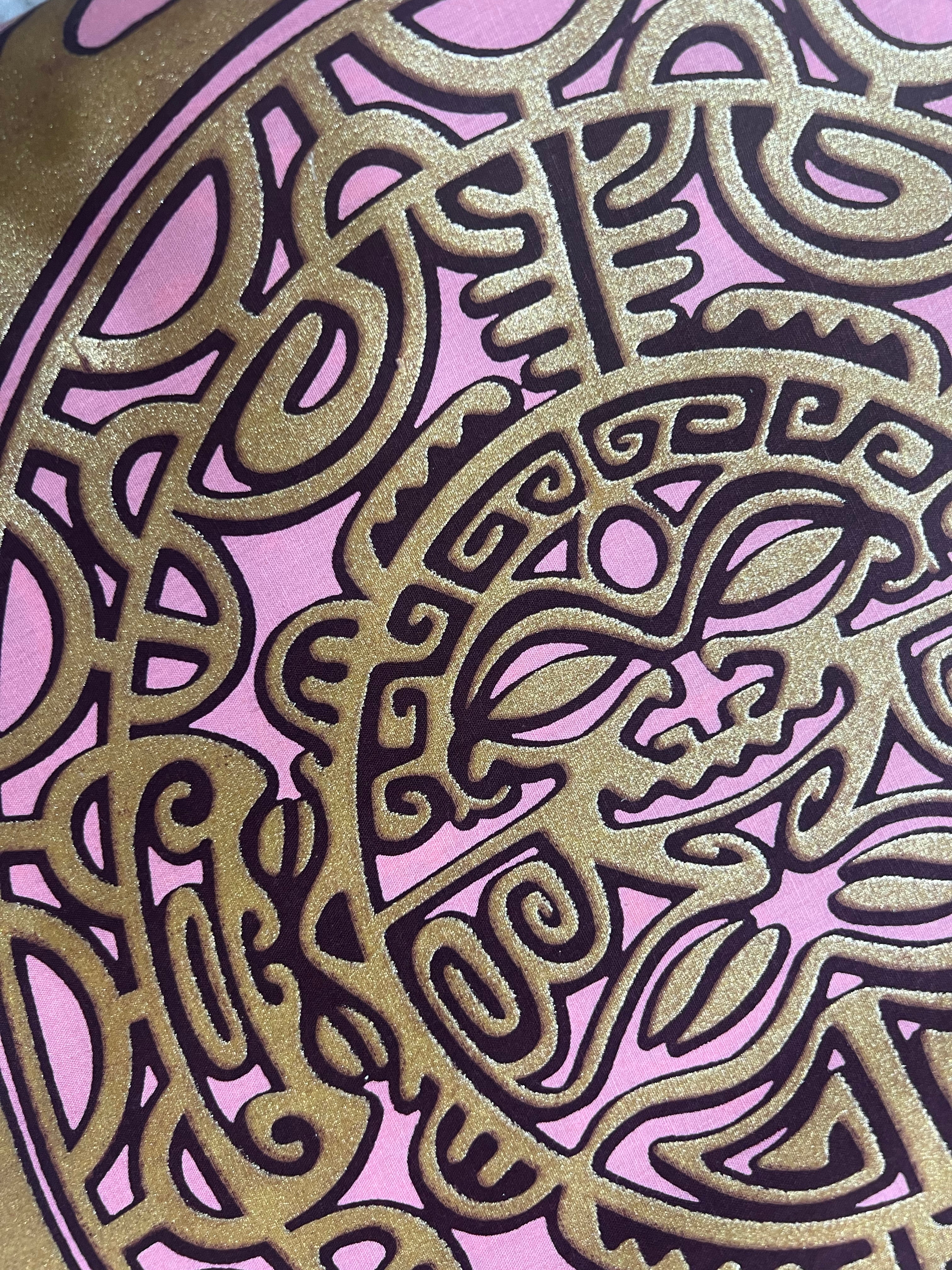 100% Cotton African Ankara Print Fabric Pink Blue Gold Mythological Kaleidoscope Ankara African Print Fabric for Sewing**ITEM SOLD by YARD**