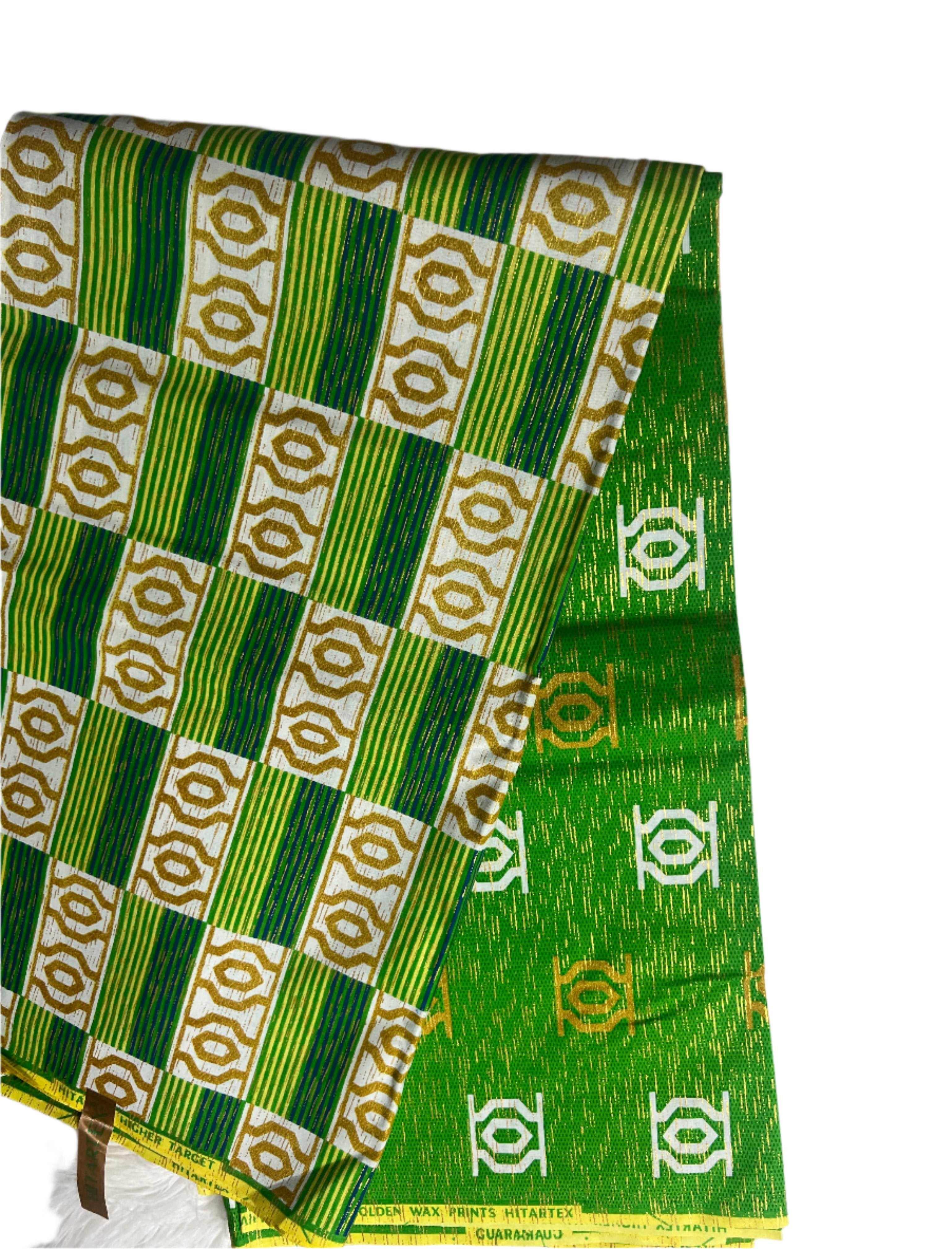 100% Cotton African Ankara Print Fabric Gold glitter Fabric for Sewing **ITEM SOLD by YARD**