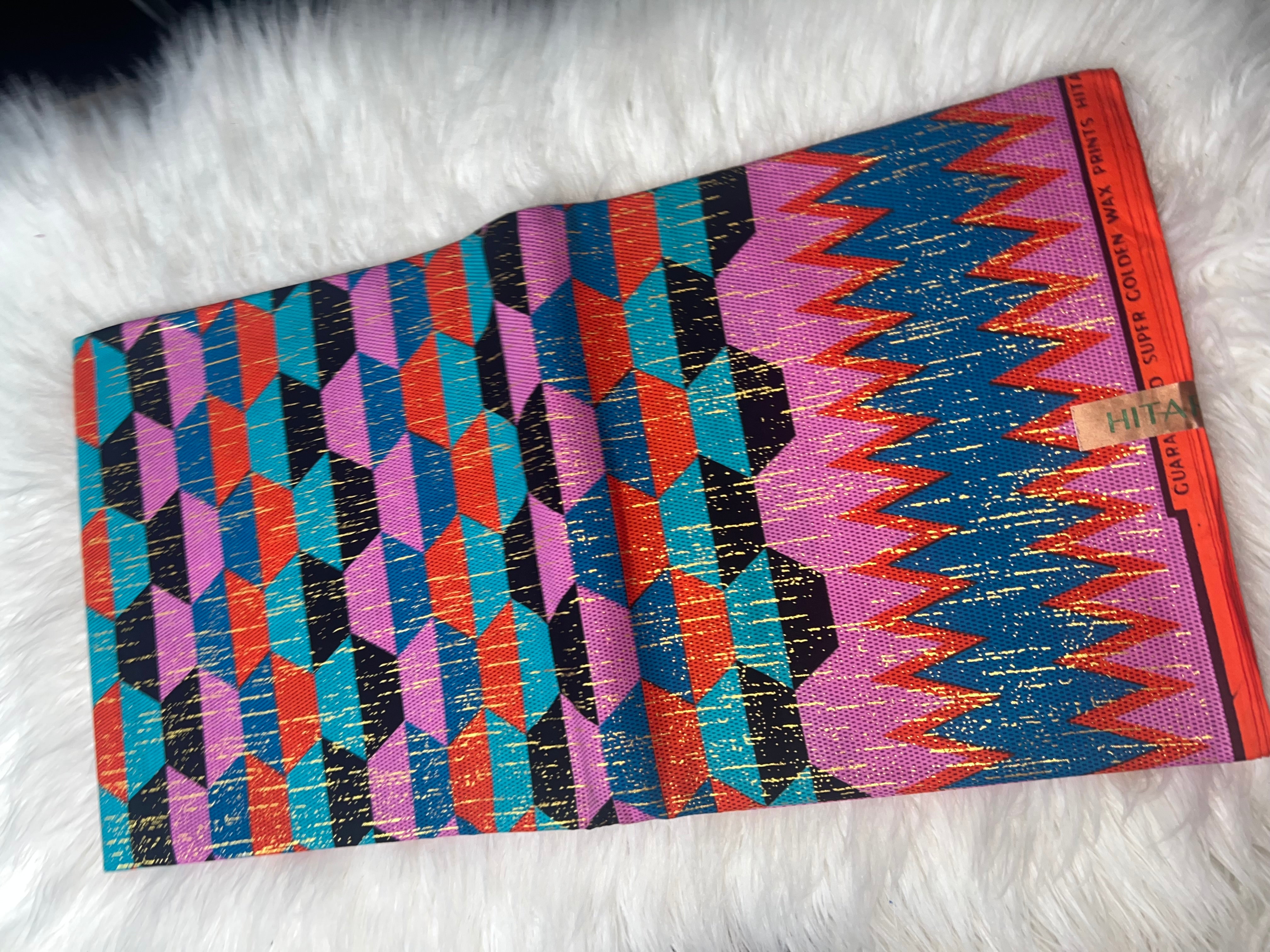 African Hitartex Ankara Print 100% Cotton Fabric Wax motif kente pink, Traditional Ankara African Fabric for Sewing **ITEM SOLD by YARD**